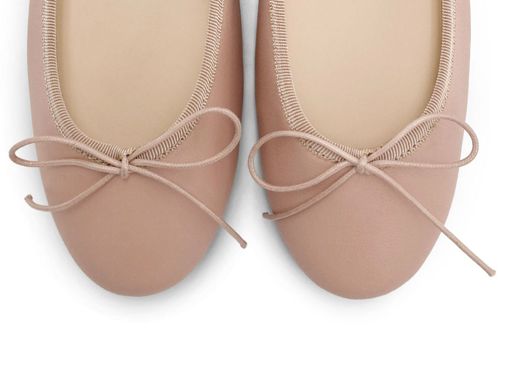 Antique pink leather ballet flats