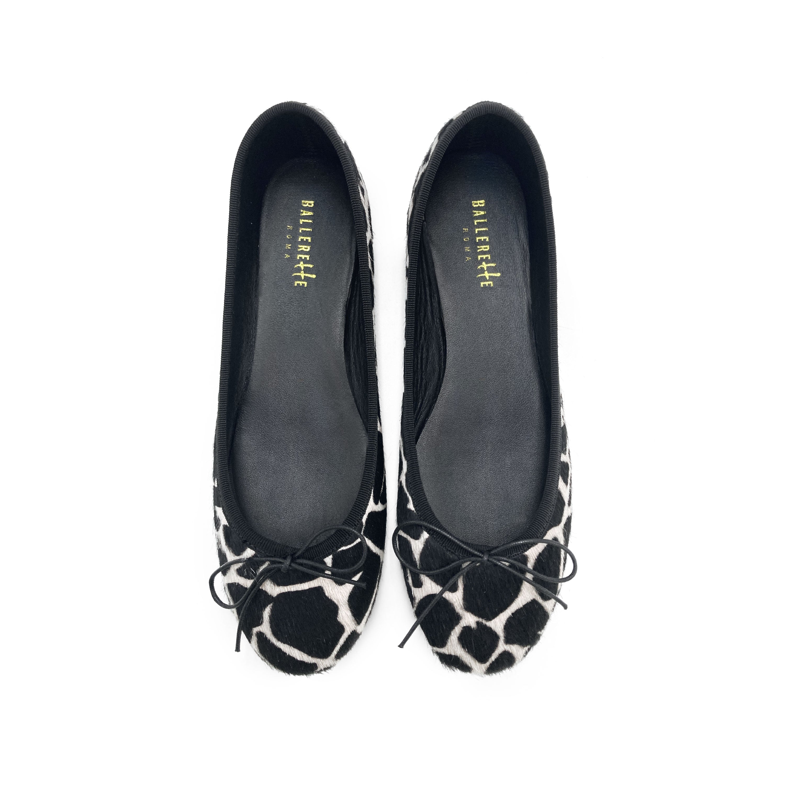 Black and white animal print ballet flats