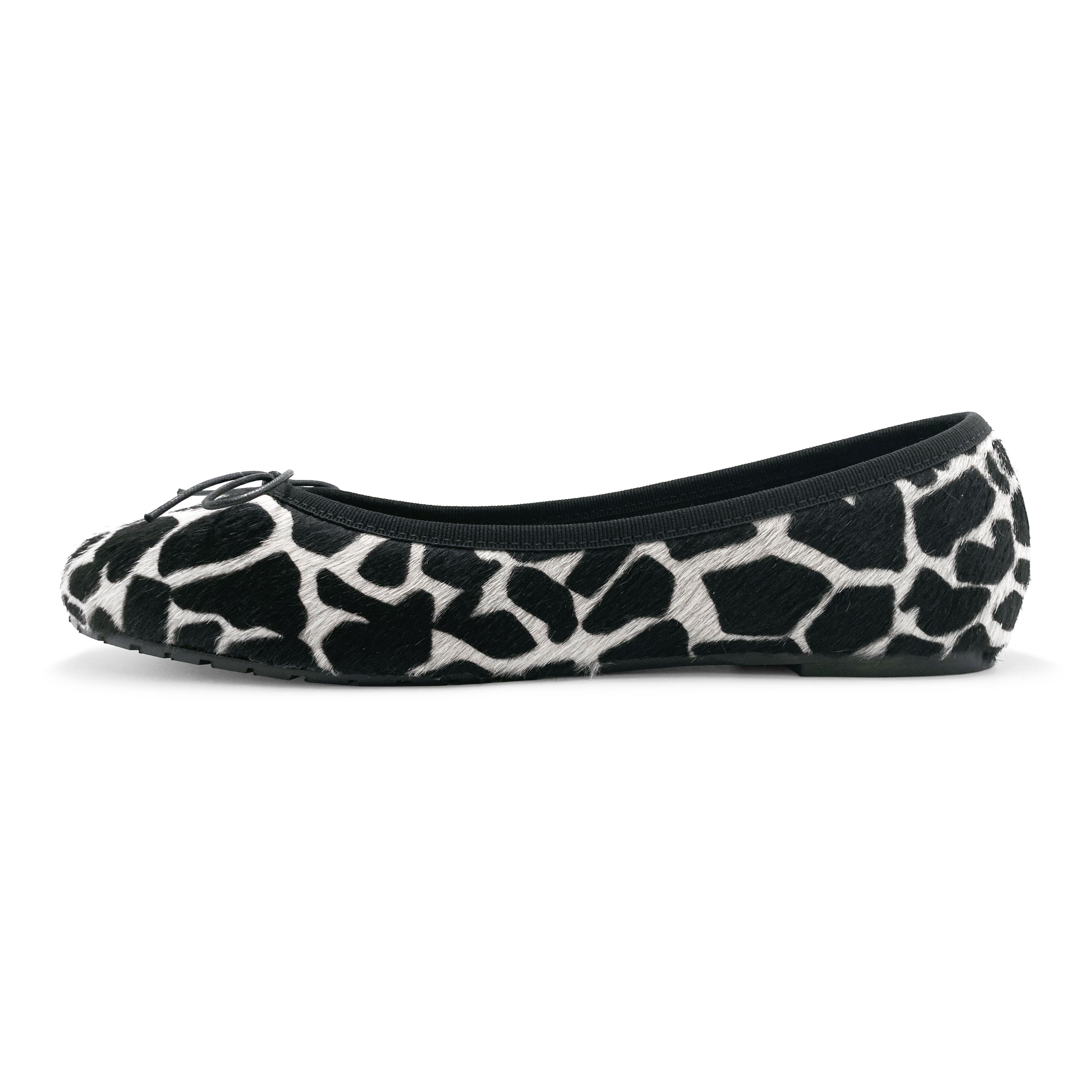 Black and white animal print ballet flats