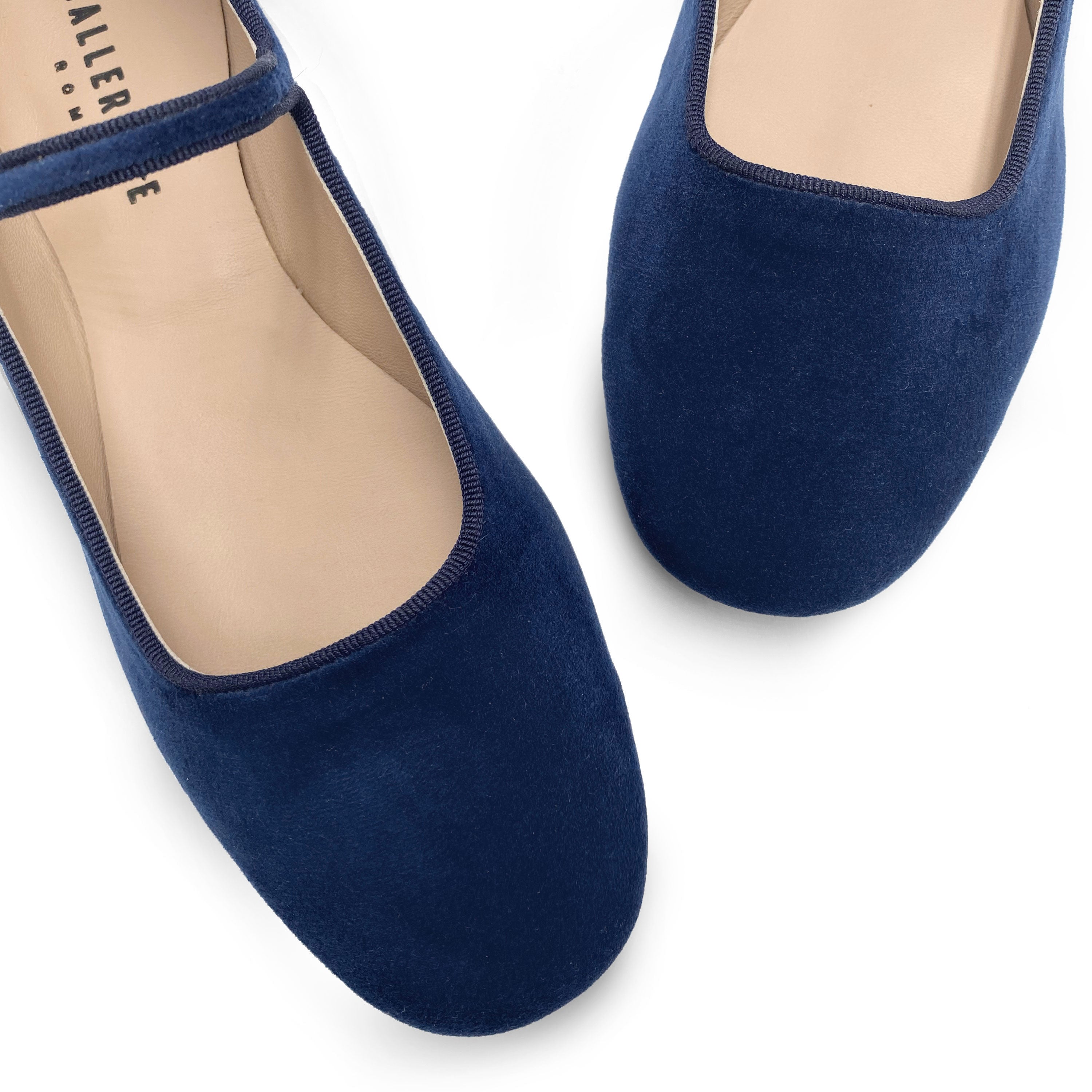 Blue velvet ballet fashion flats