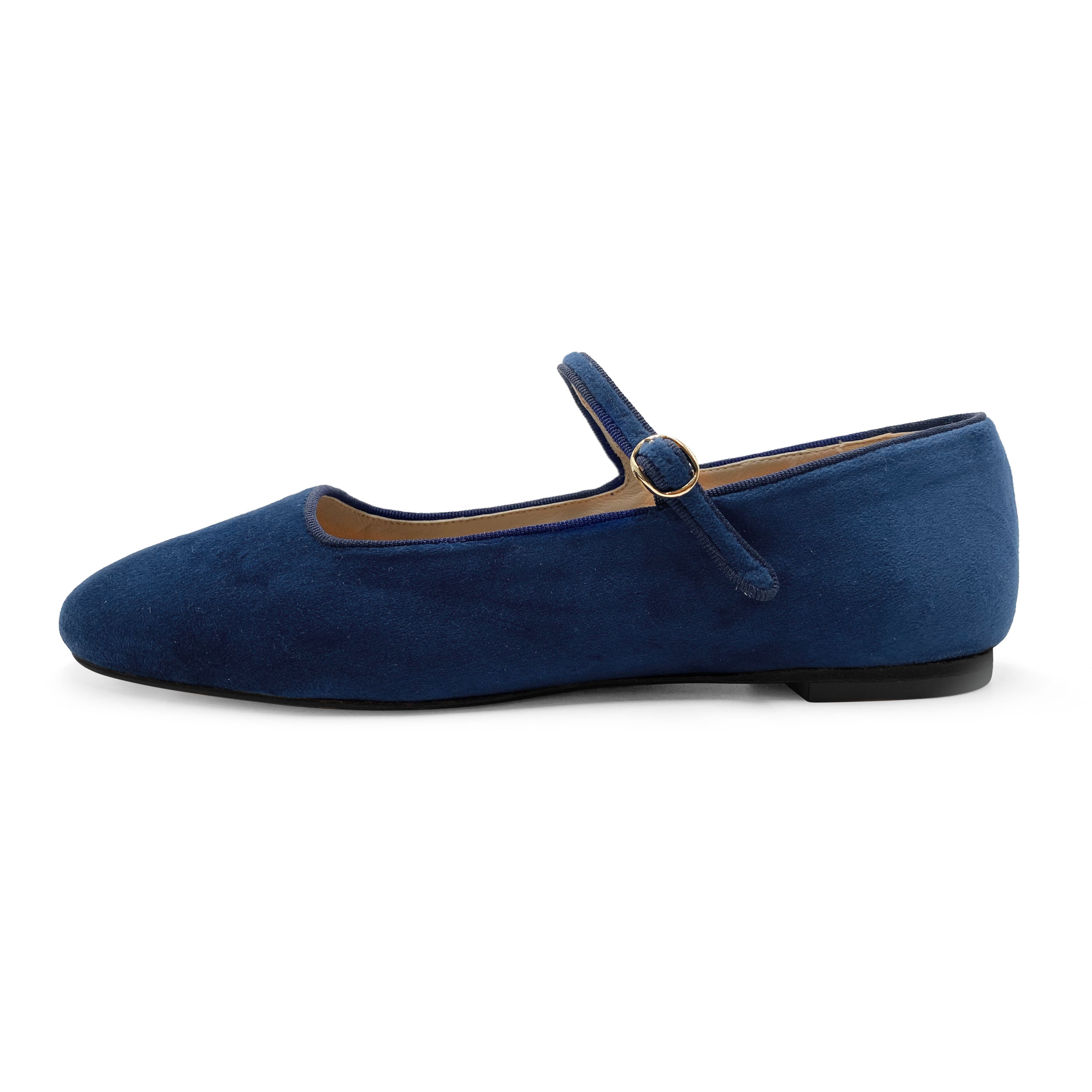 Blue velvet ballet fashion flats