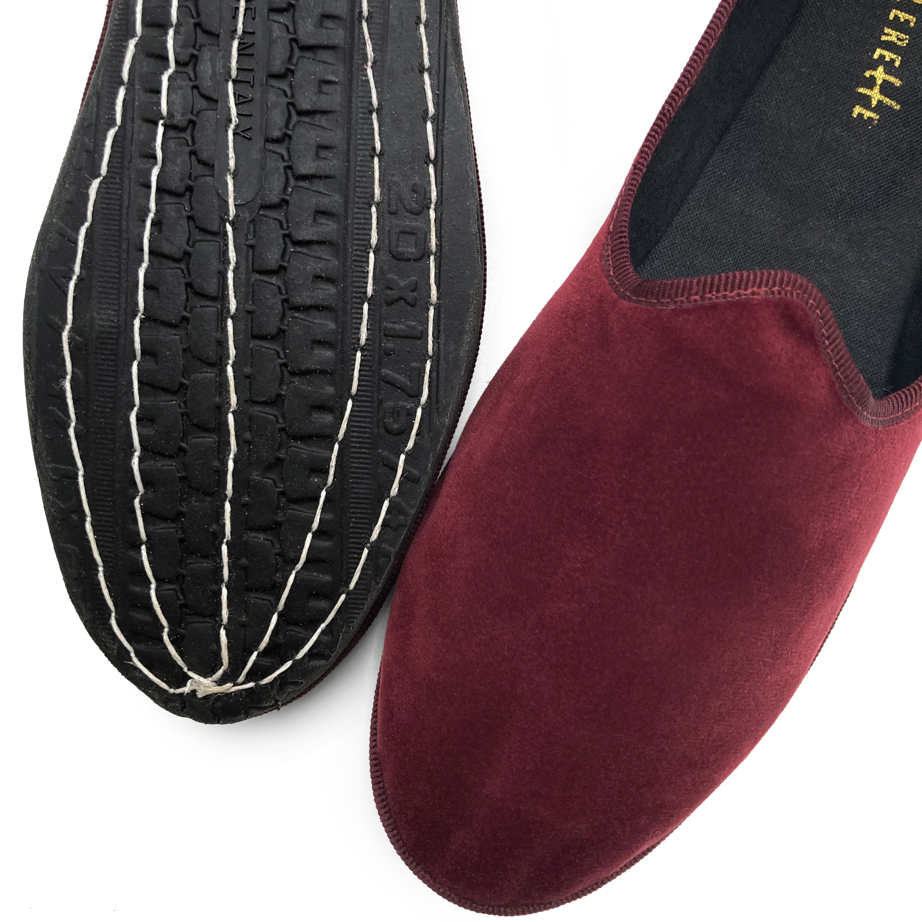 Friulane Burgundy Velvet Slippers