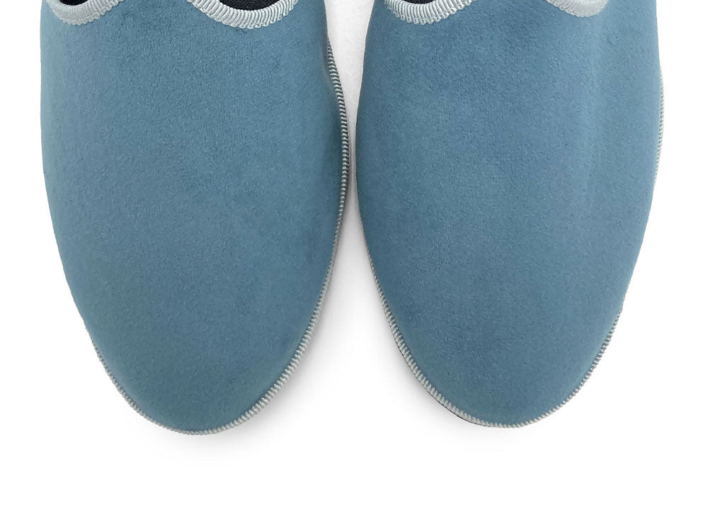 Friulane cerulean blue velvet slippers