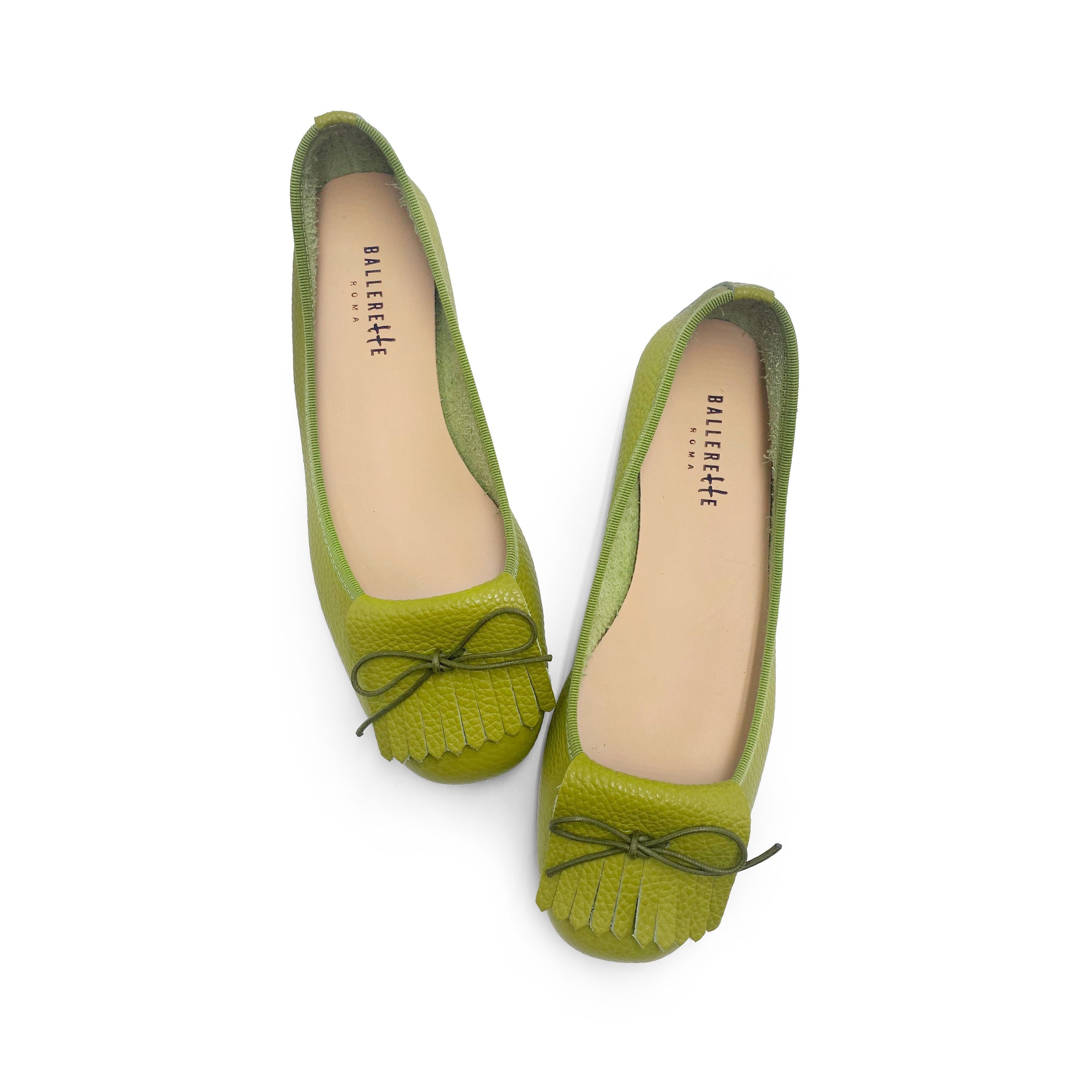 Olive Green Leather Moccasins with Fringes