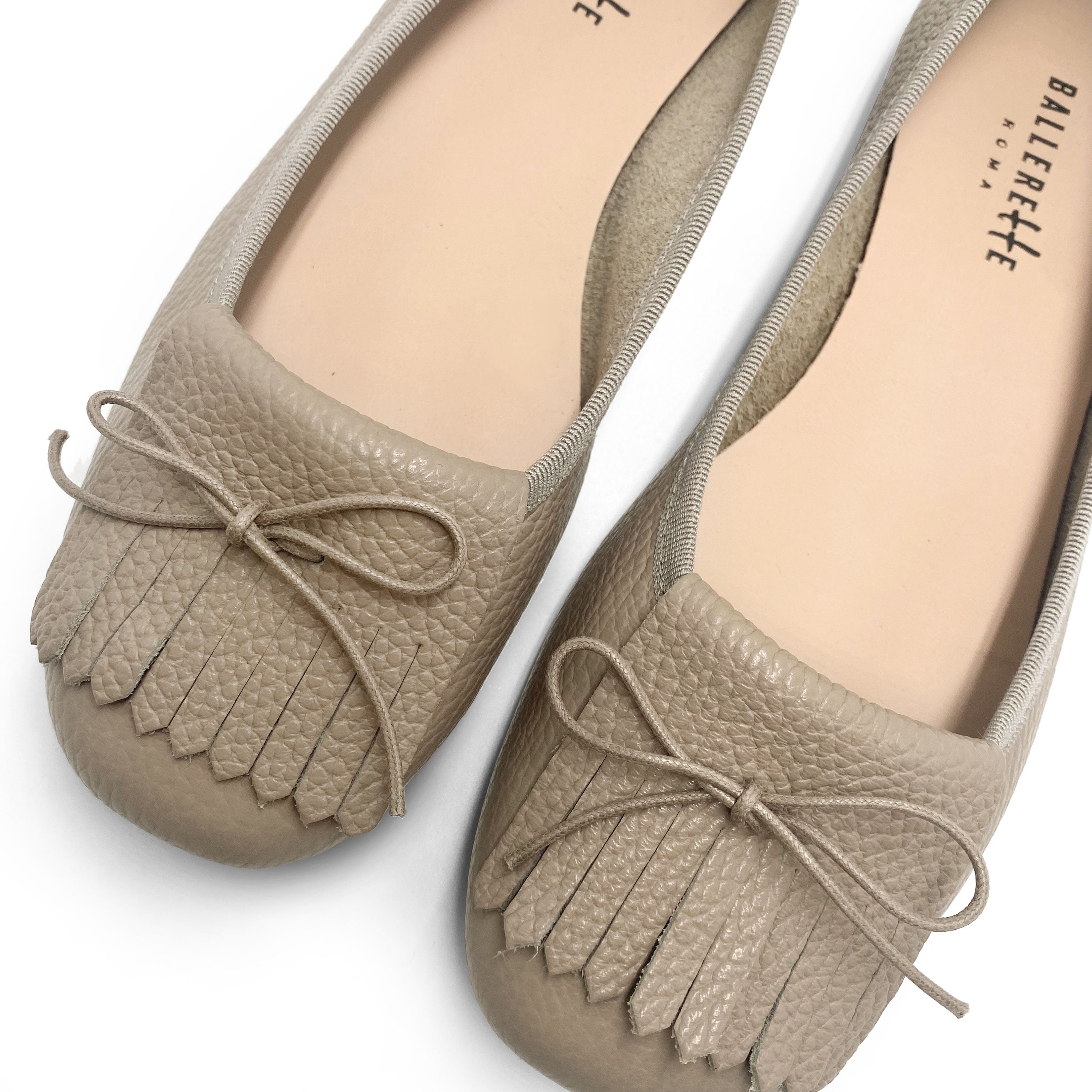 Dove Grey Leather Moccasins with Fringes