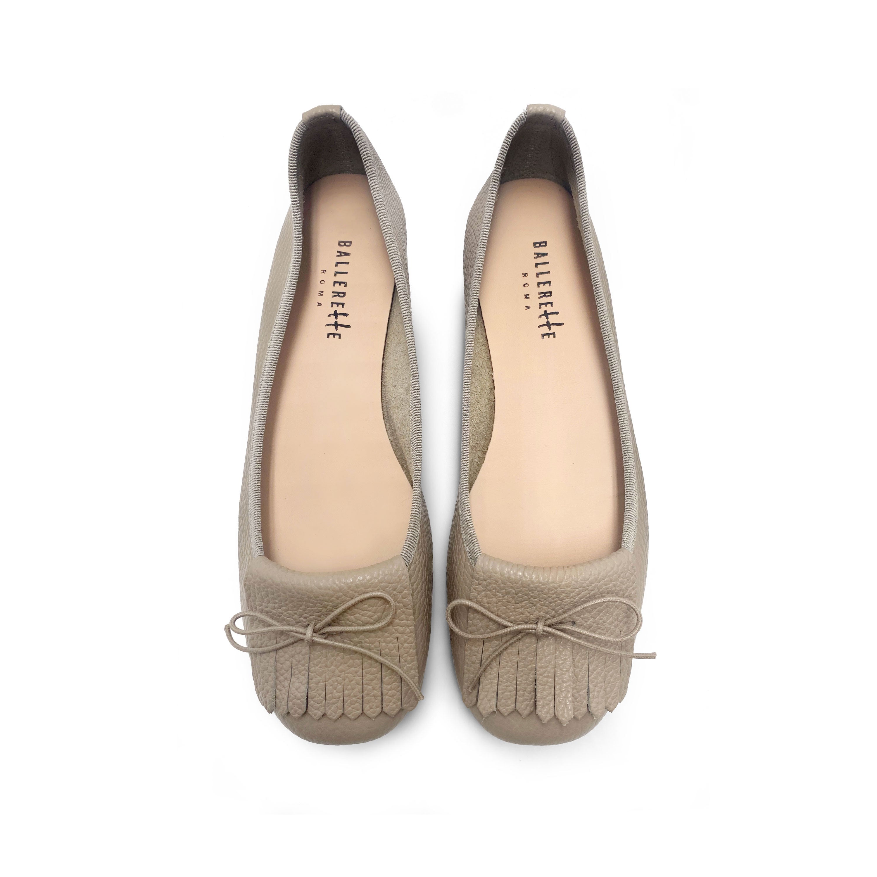 Dove Grey Leather Moccasins with Fringes