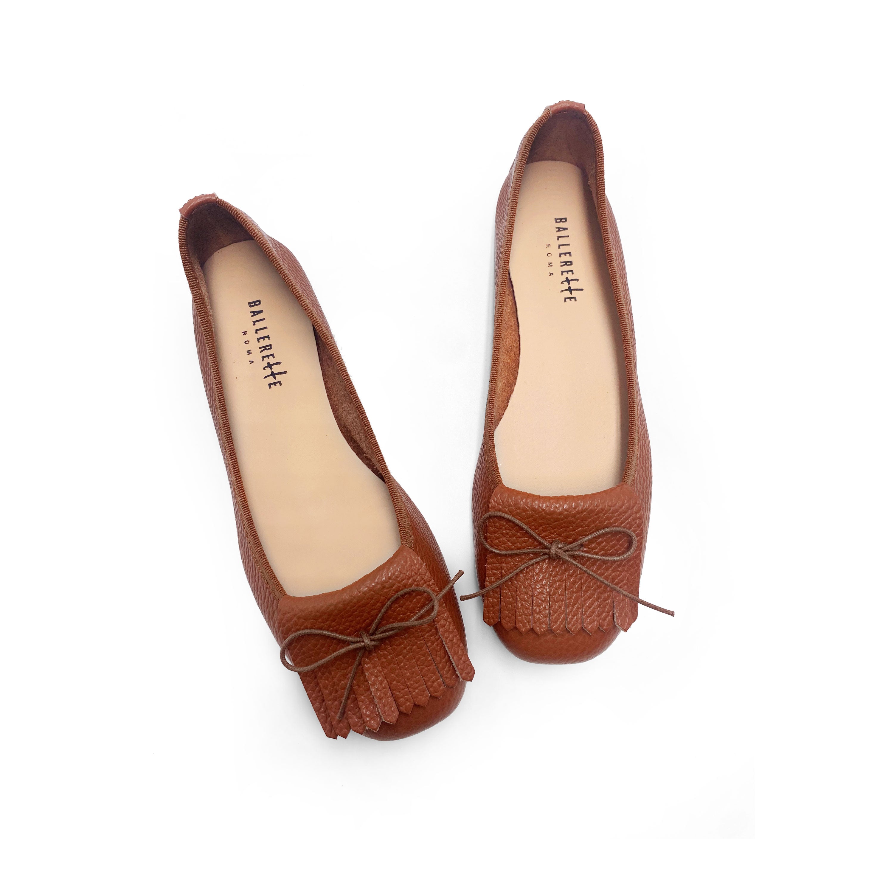 Brick Brown Leather Moccasins with Fringes