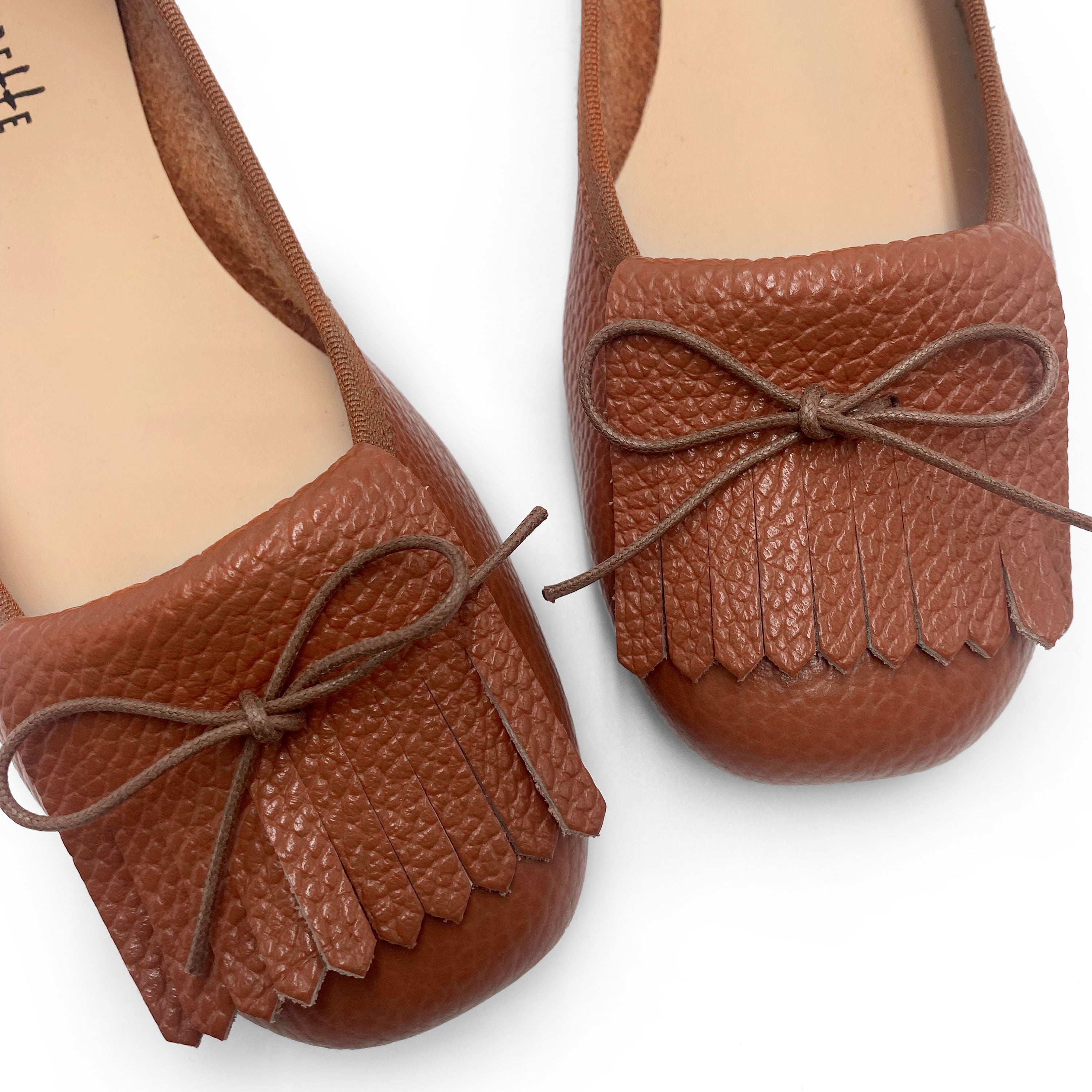 Brick Brown Leather Moccasins with Fringes