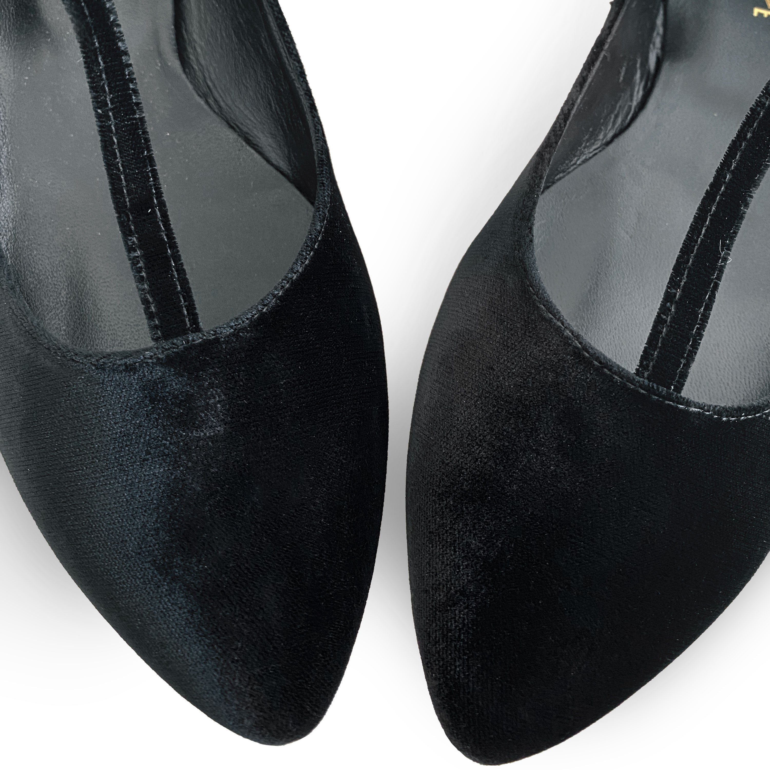 Black velvet T-bar ballet flats