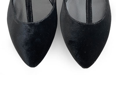 Black velvet T-bar ballet flats