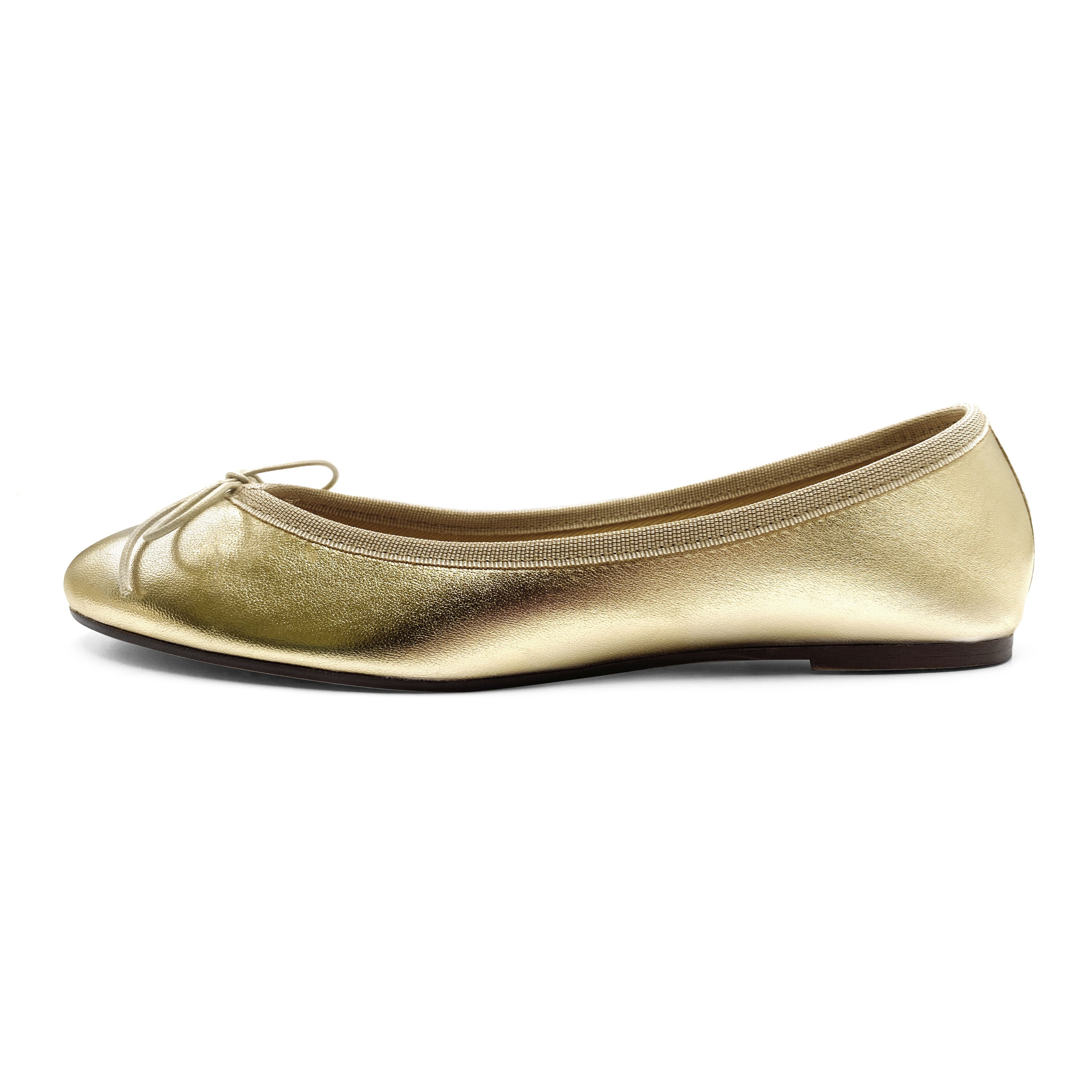 Gold metallic leather ballet flats