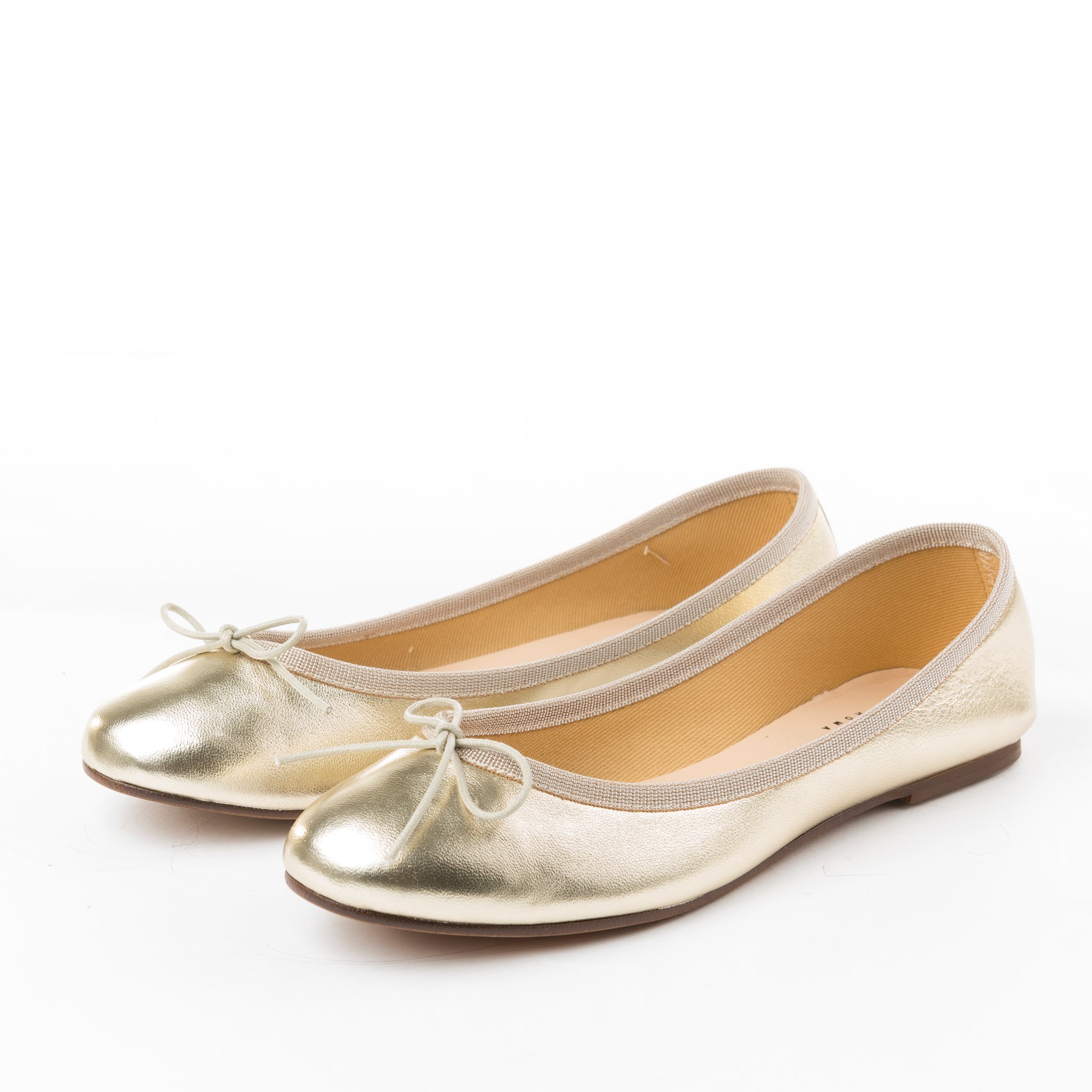 Platinum metallic leather ballet flats