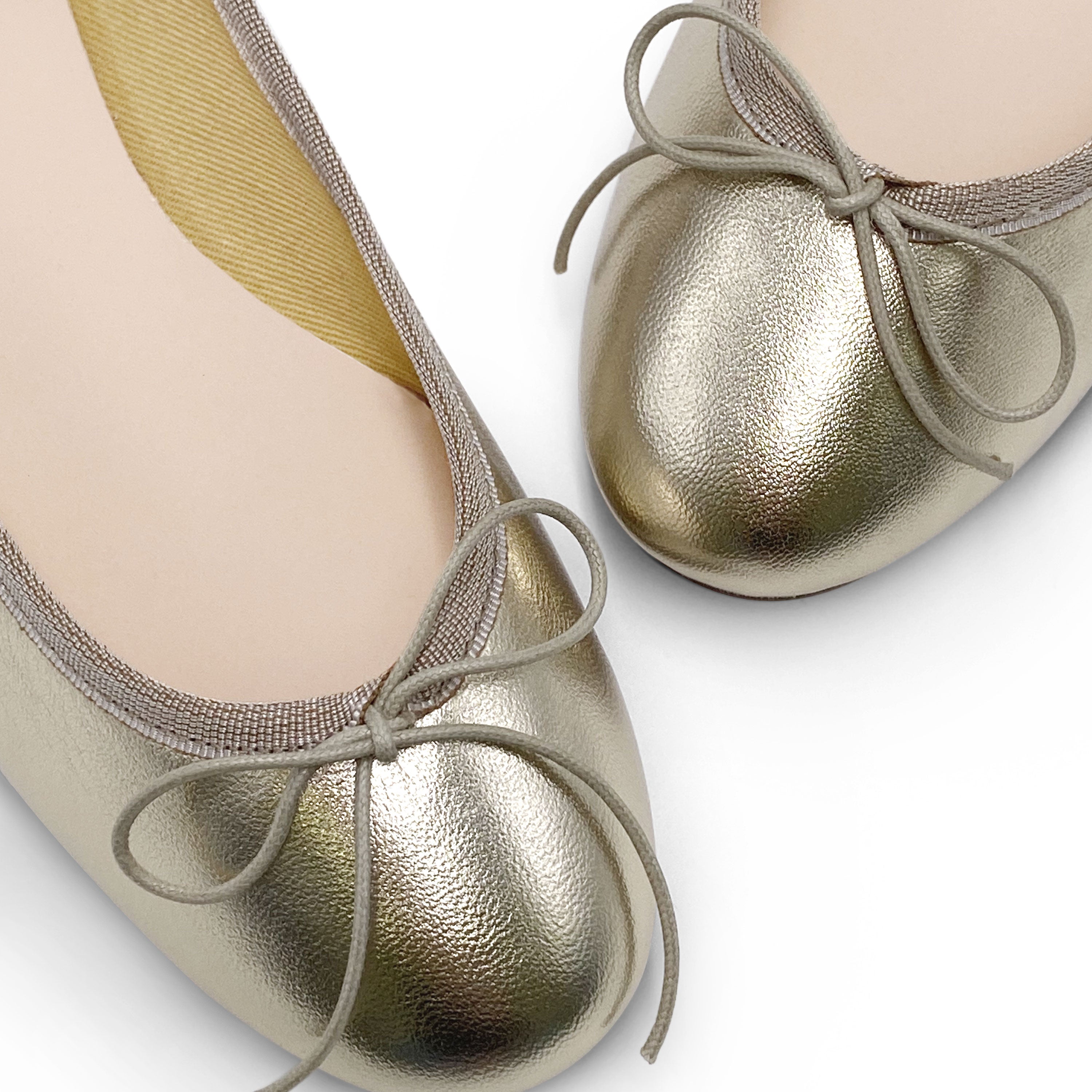 Platinum metallic leather ballet flats