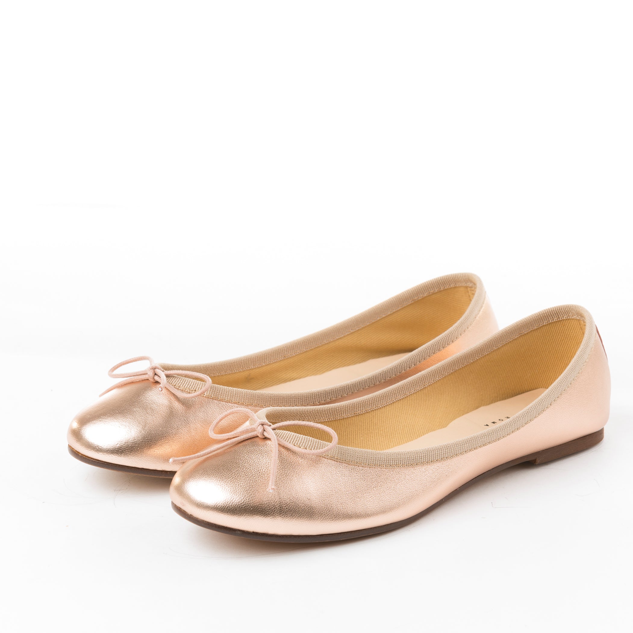 Metallic rose gold ballet flats