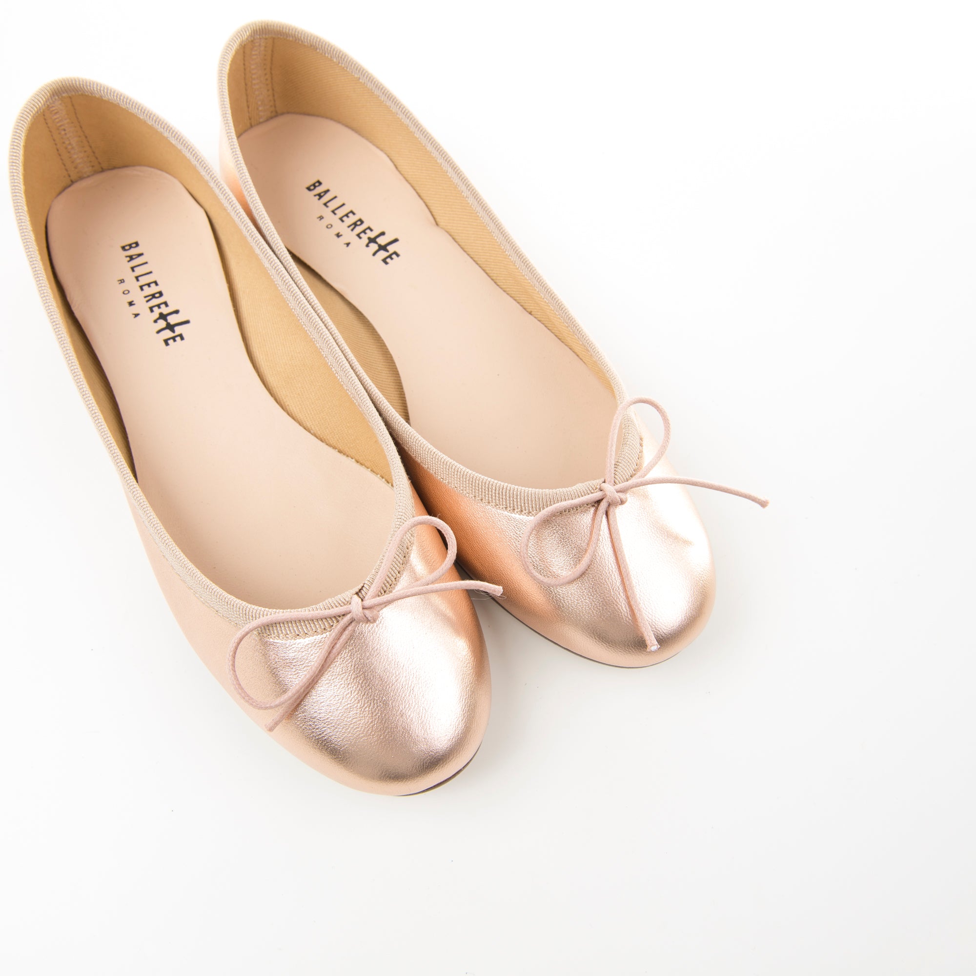 Metallic rose gold ballet flats