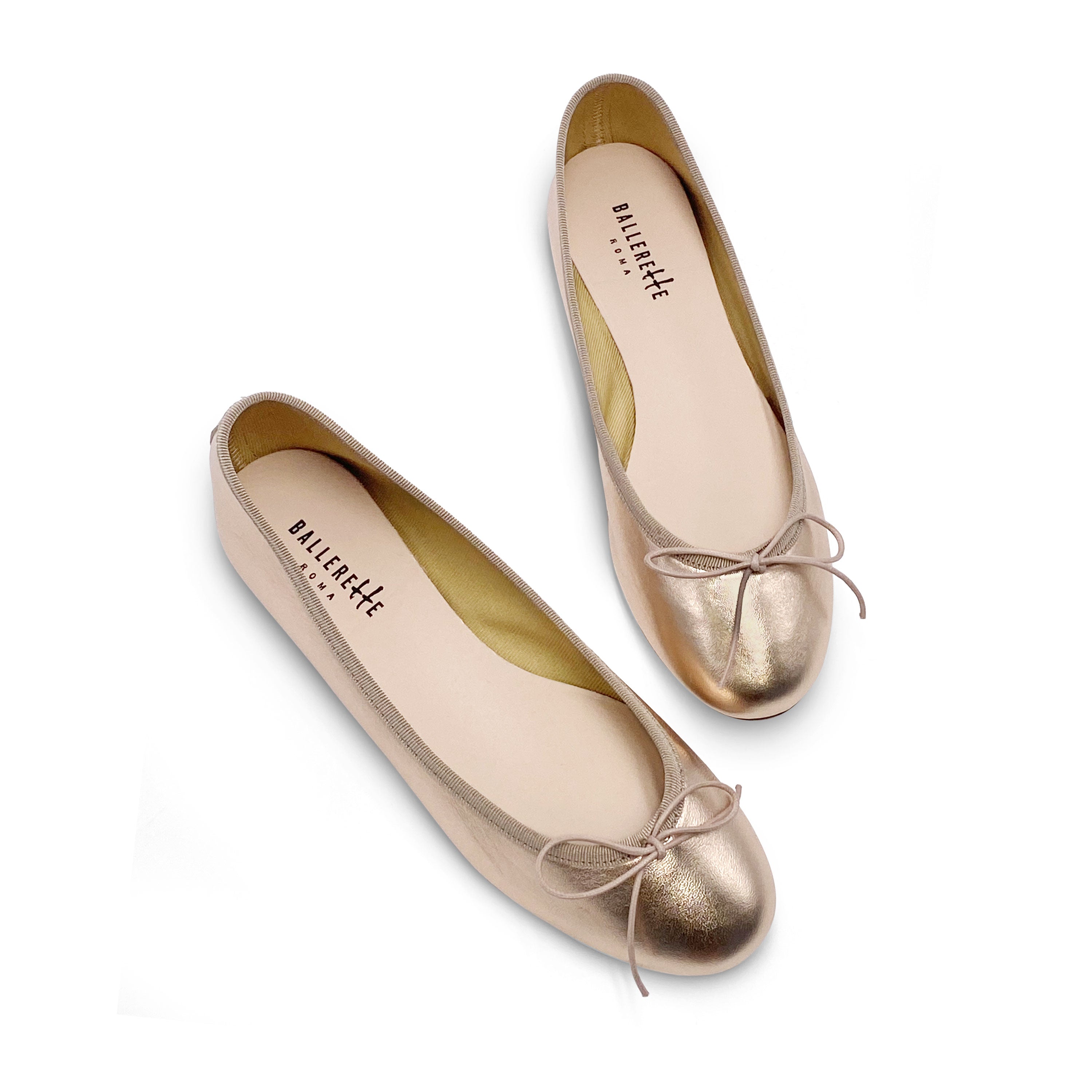 Metallic rose gold ballet flats