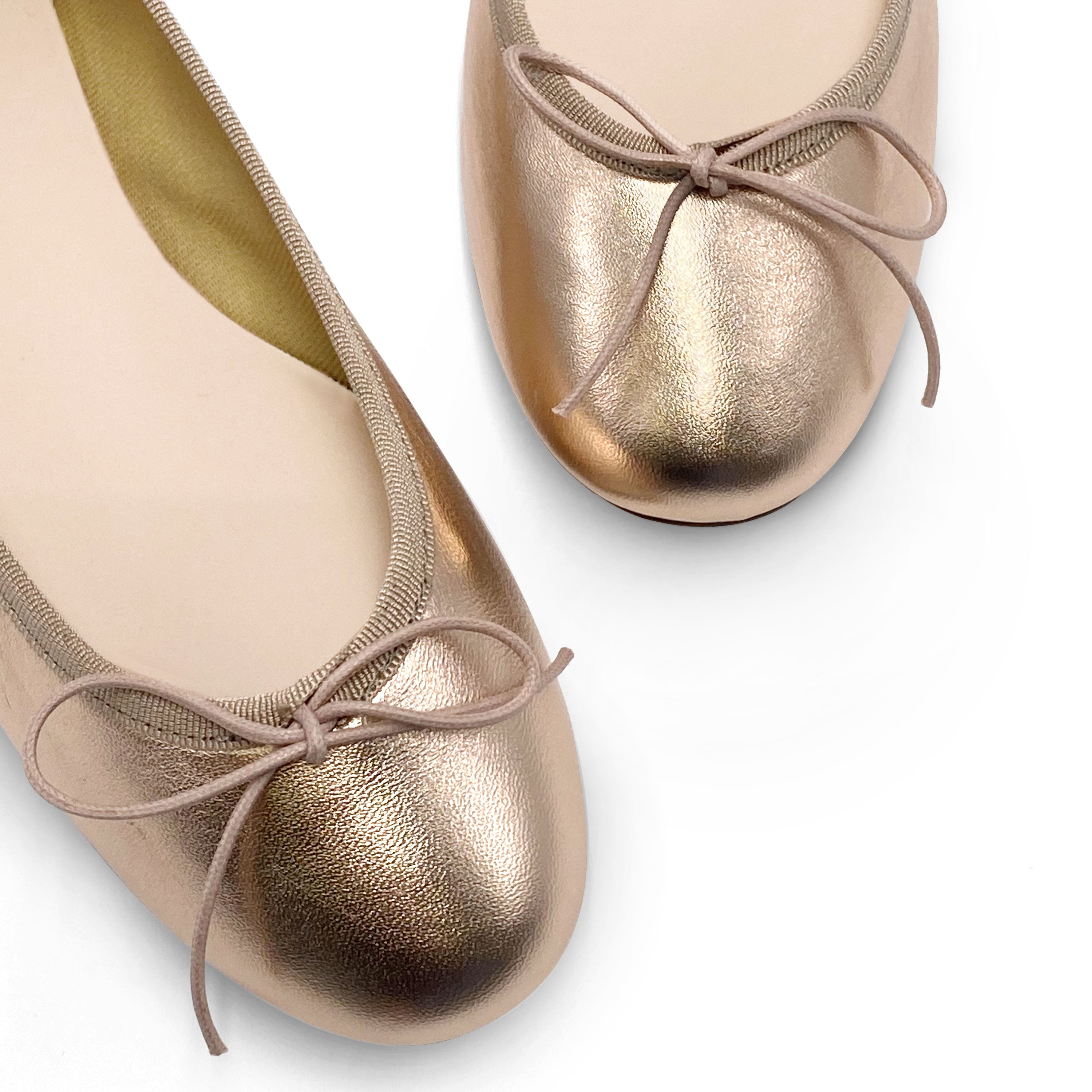 Metallic rose gold ballet flats