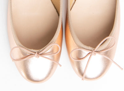 Metallic rose gold ballet flats