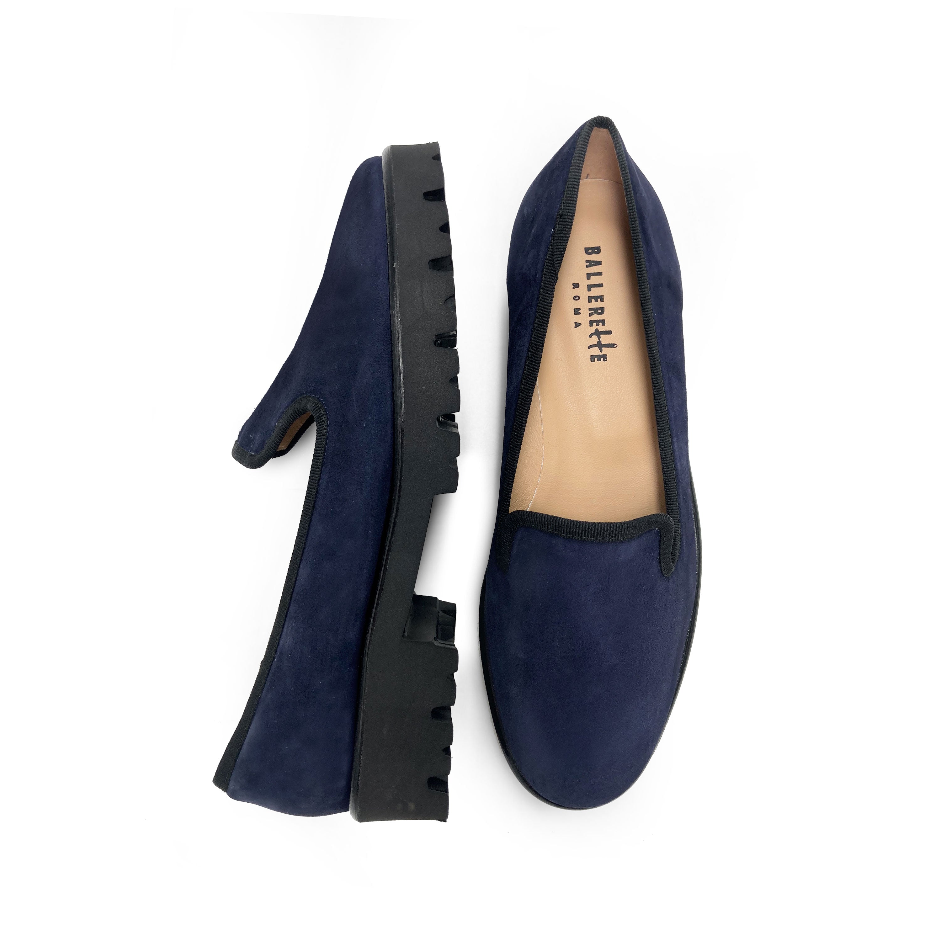 Blue suede platform women moccasins