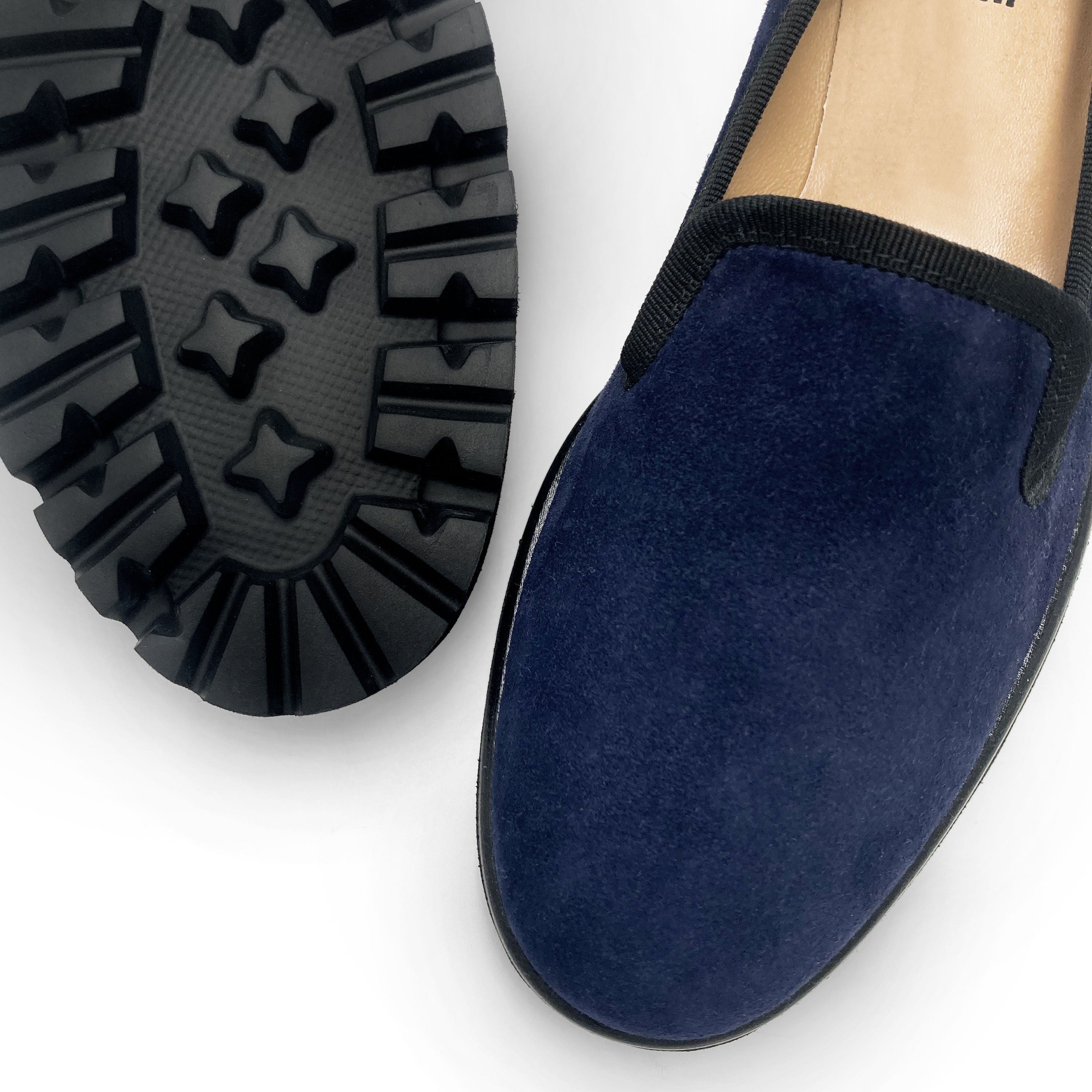 Blue suede platform women moccasins