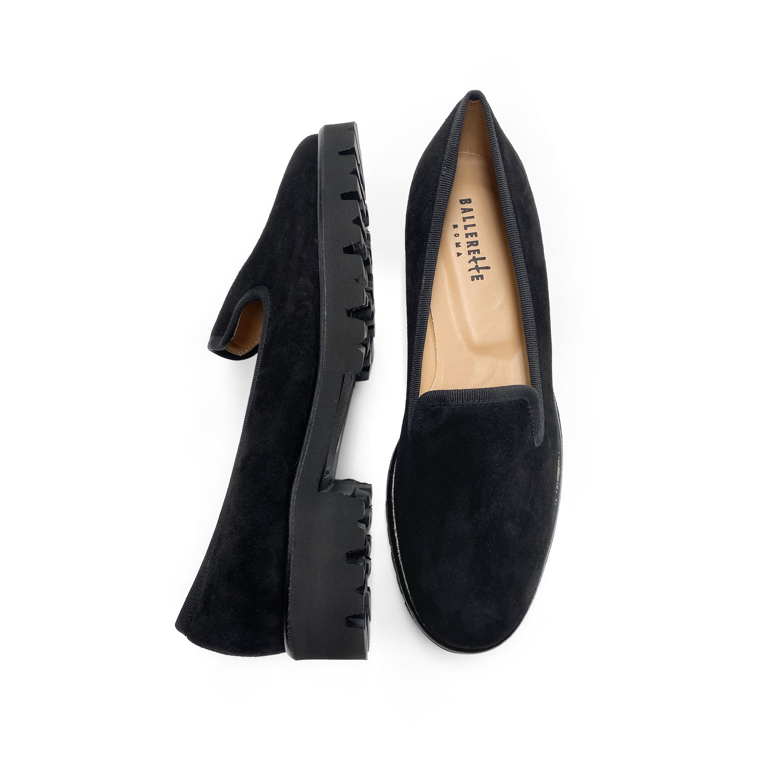 Black suede platform women moccasins