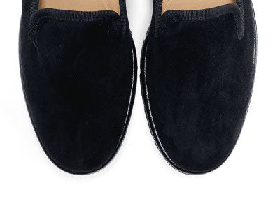 Black suede platform women moccasins