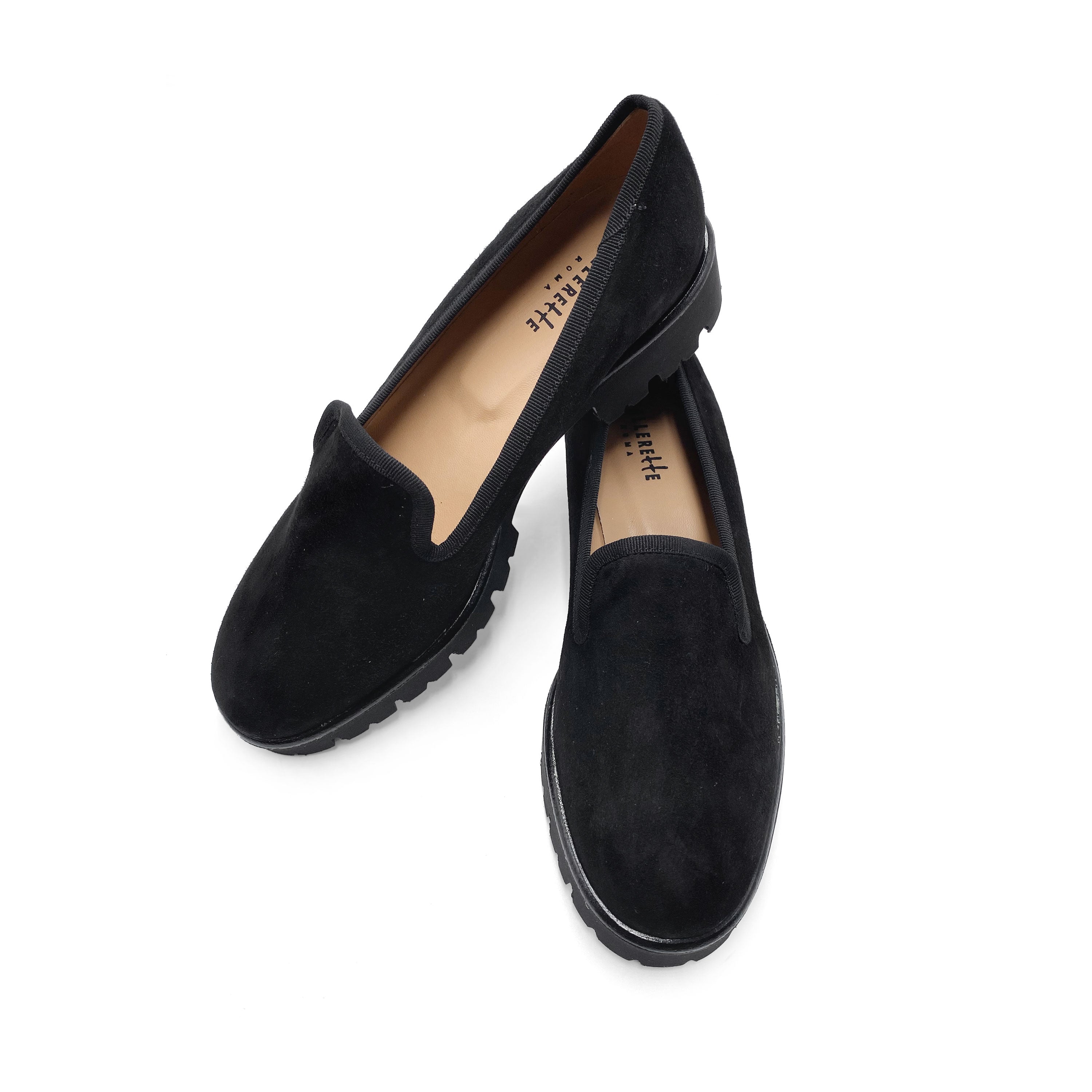 Black suede platform women moccasins