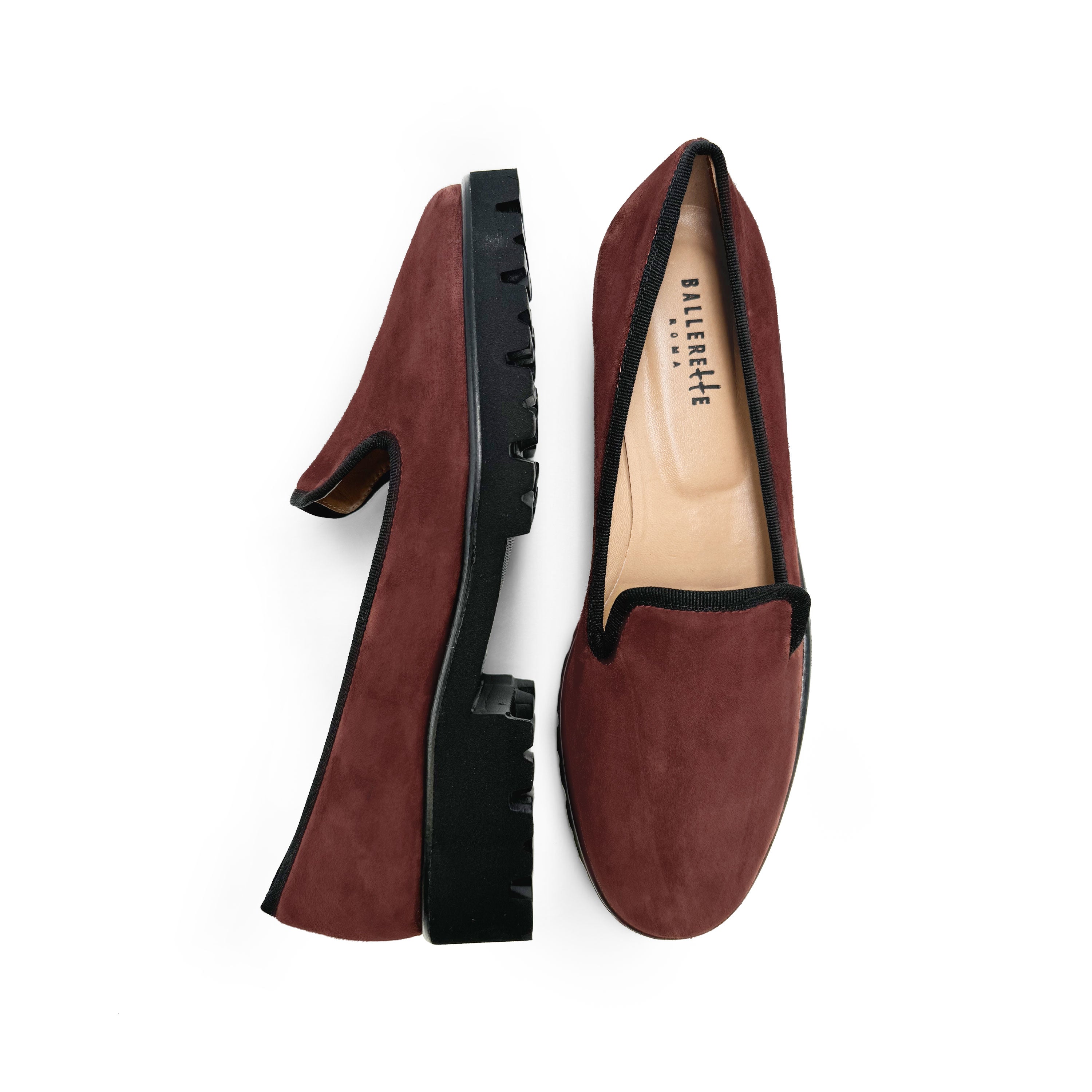 Brown suede platform women moccasins