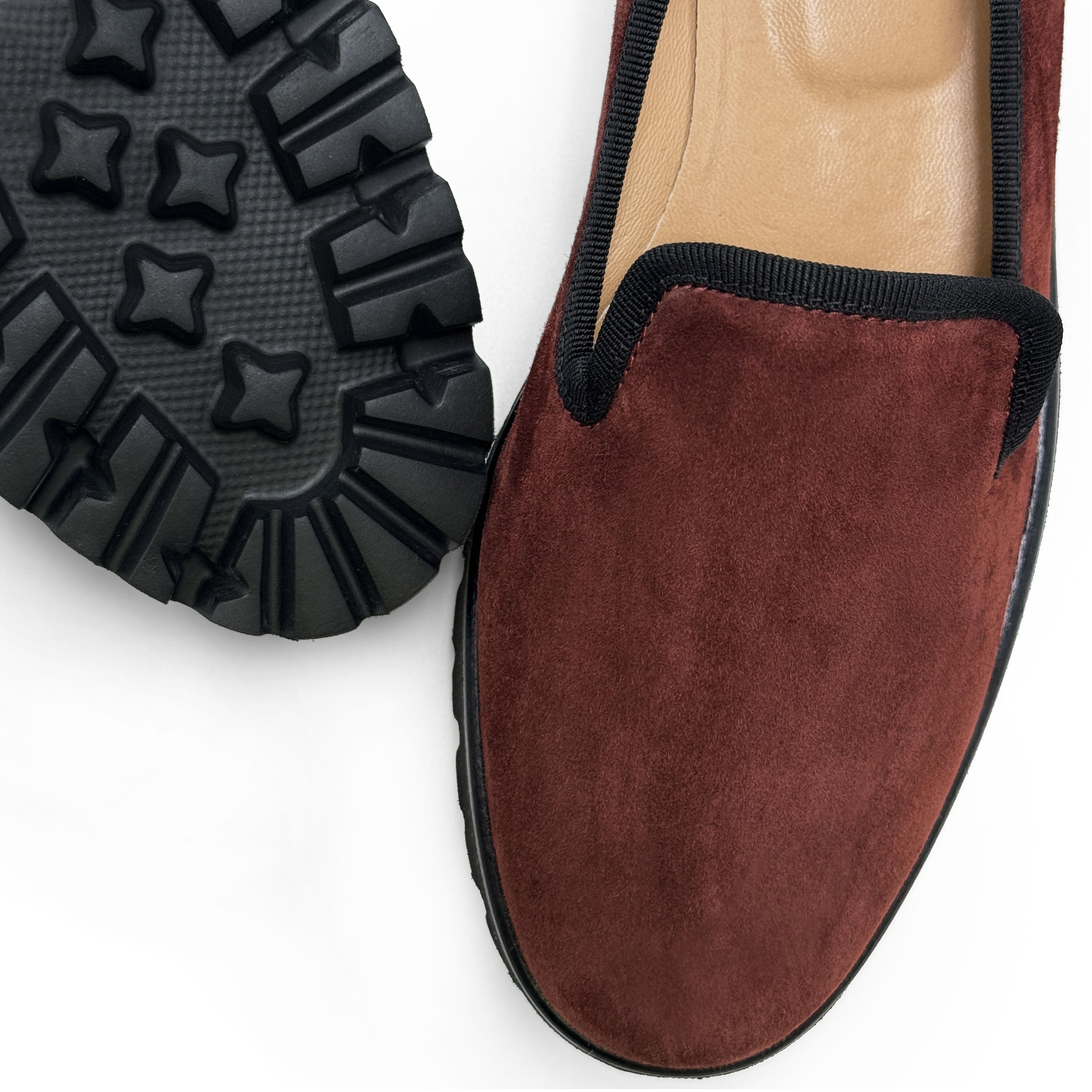 Brown suede platform women moccasins