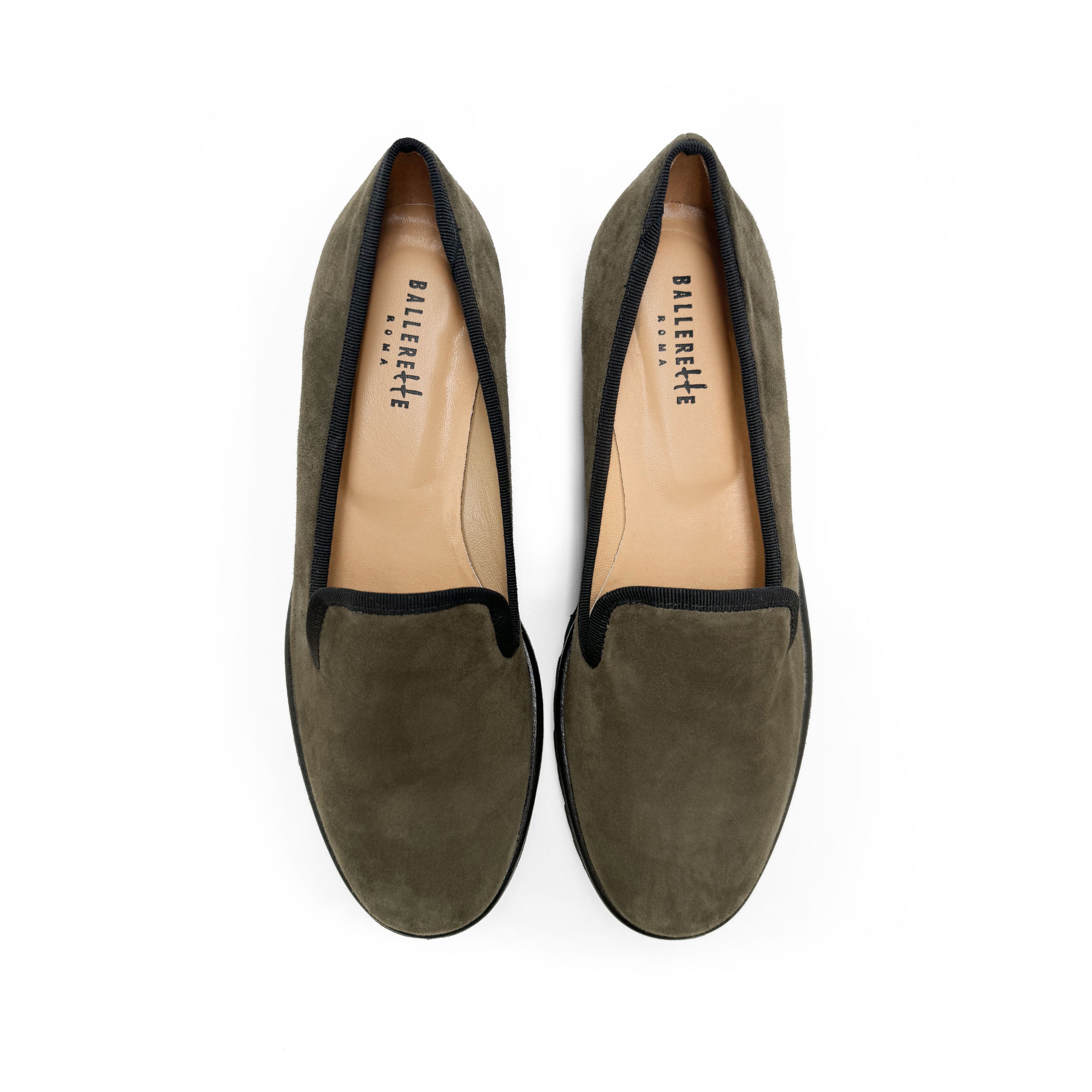 Green suede platform women moccasins