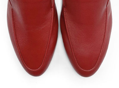 Red leather women's moccasins