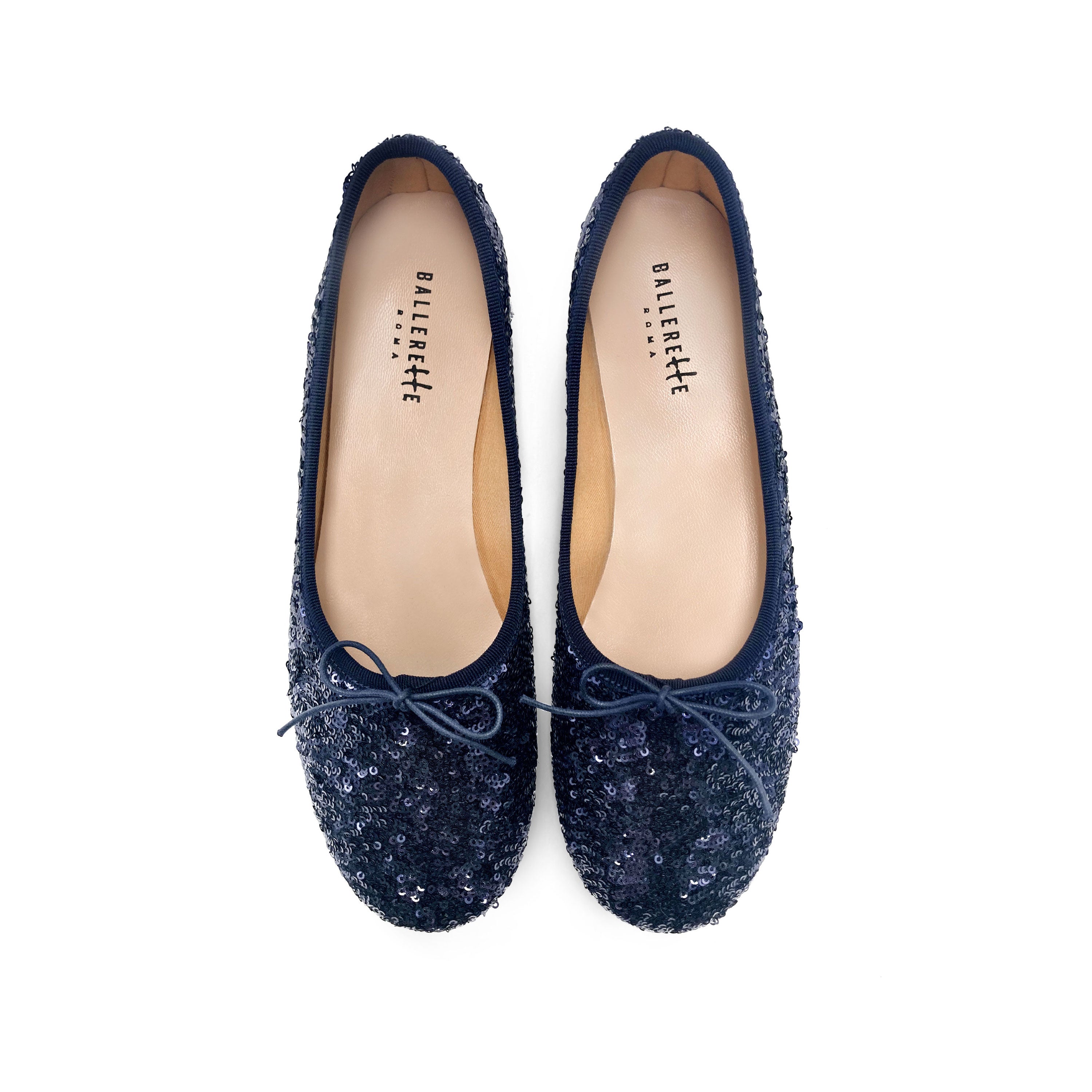 Blue sequin high-vamp ballet flats