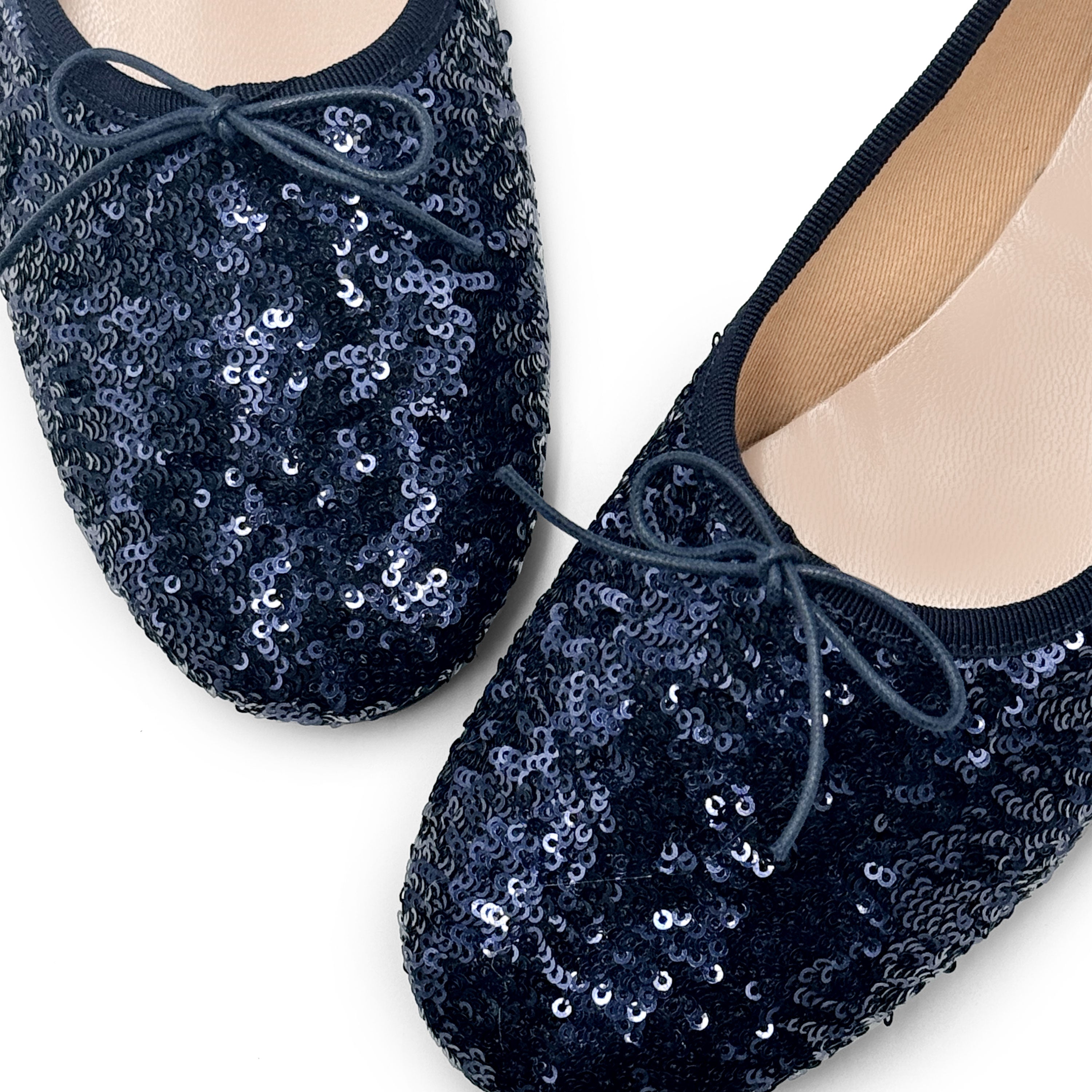 Blue sequin high-vamp ballet flats