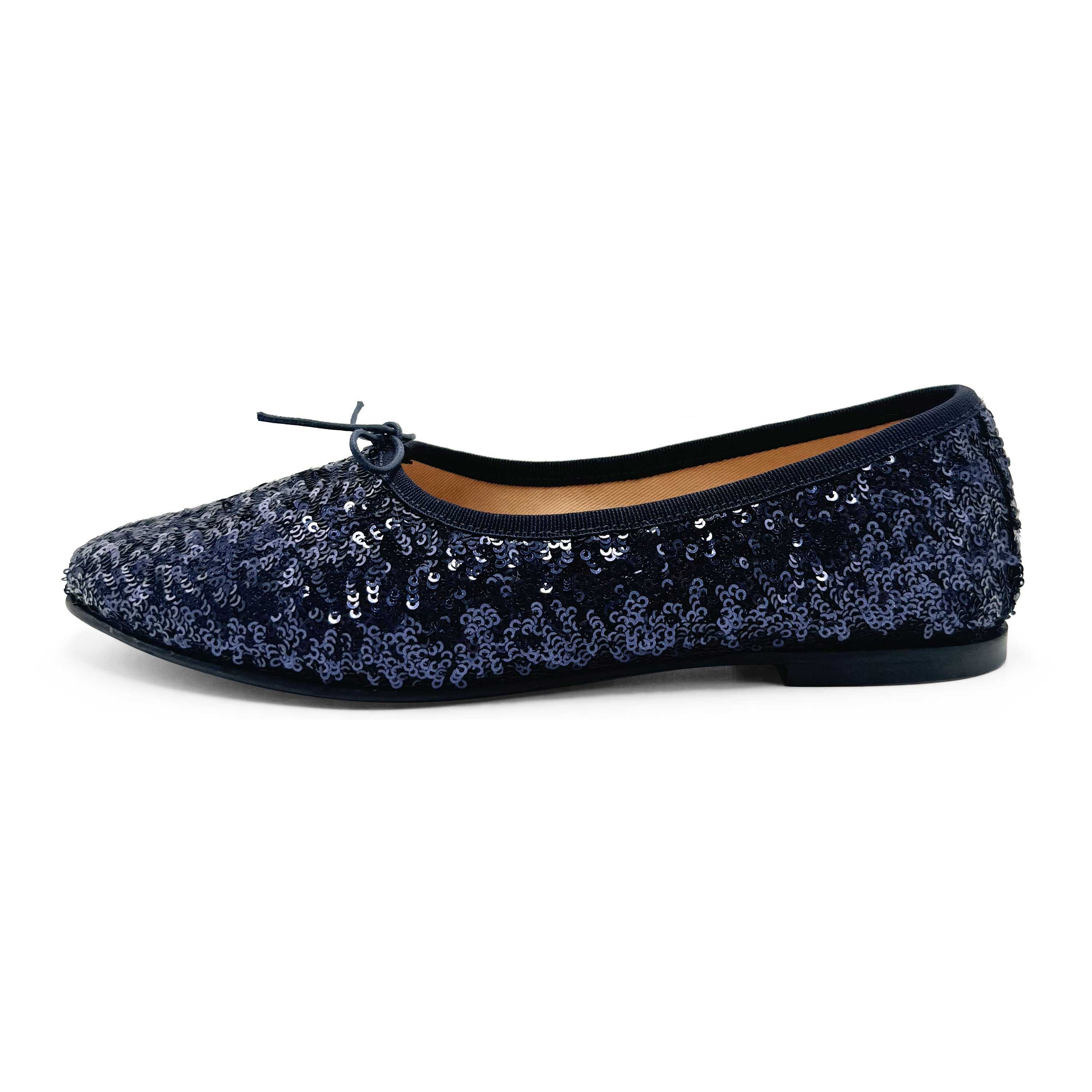 Blue sequin high-vamp ballet flats