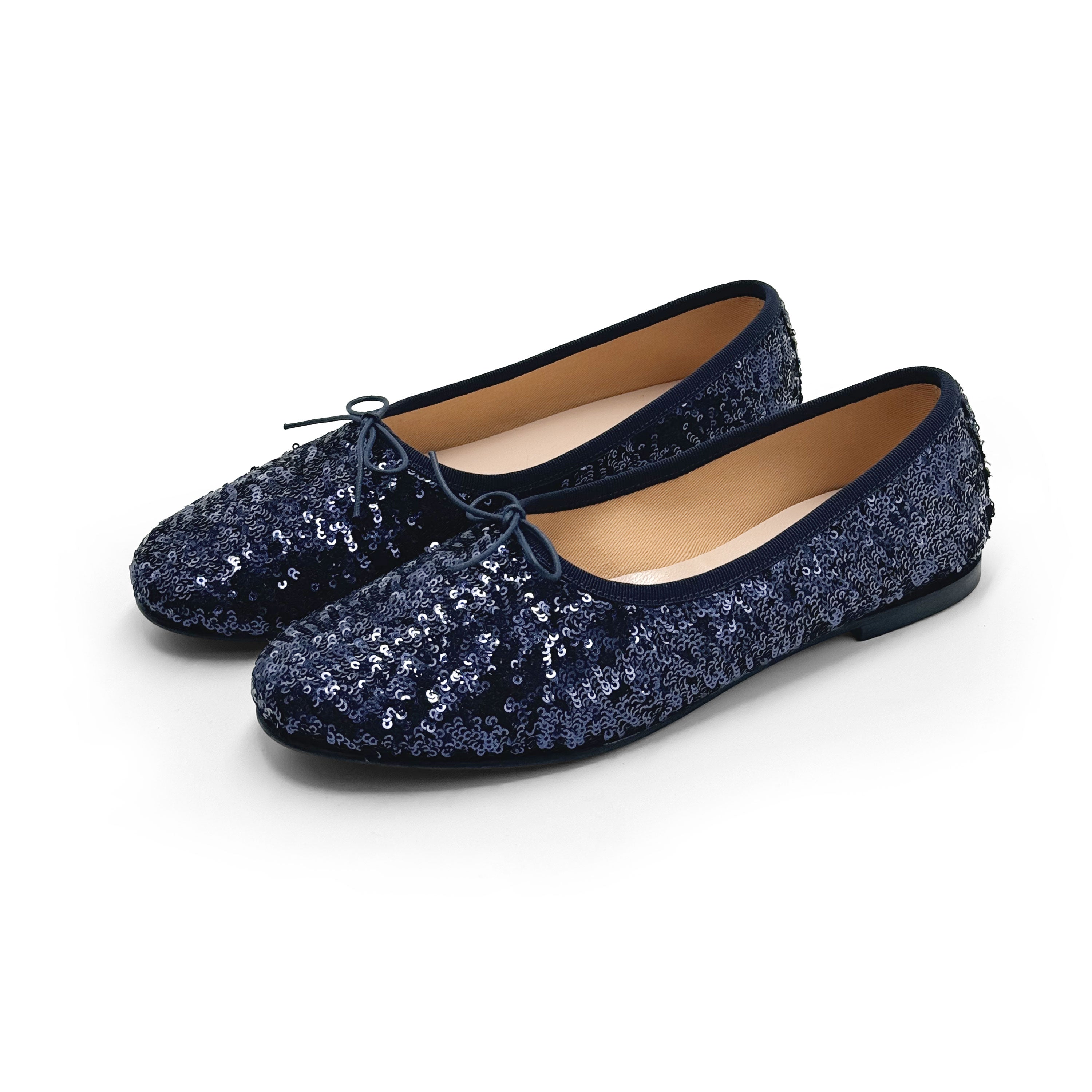 Blue sequin high-vamp ballet flats