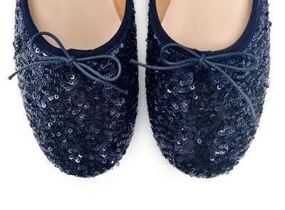 Blue sequin high-vamp ballet flats