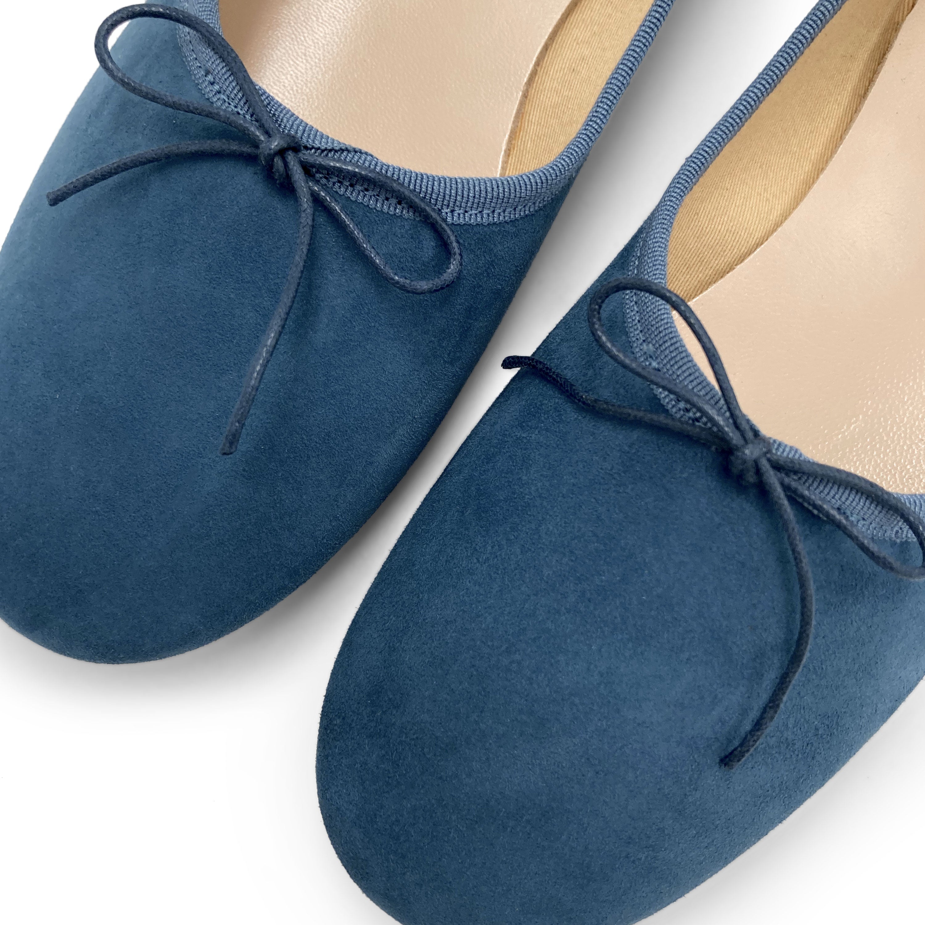 Cerulean blue suede "glove shoes" ballet flats