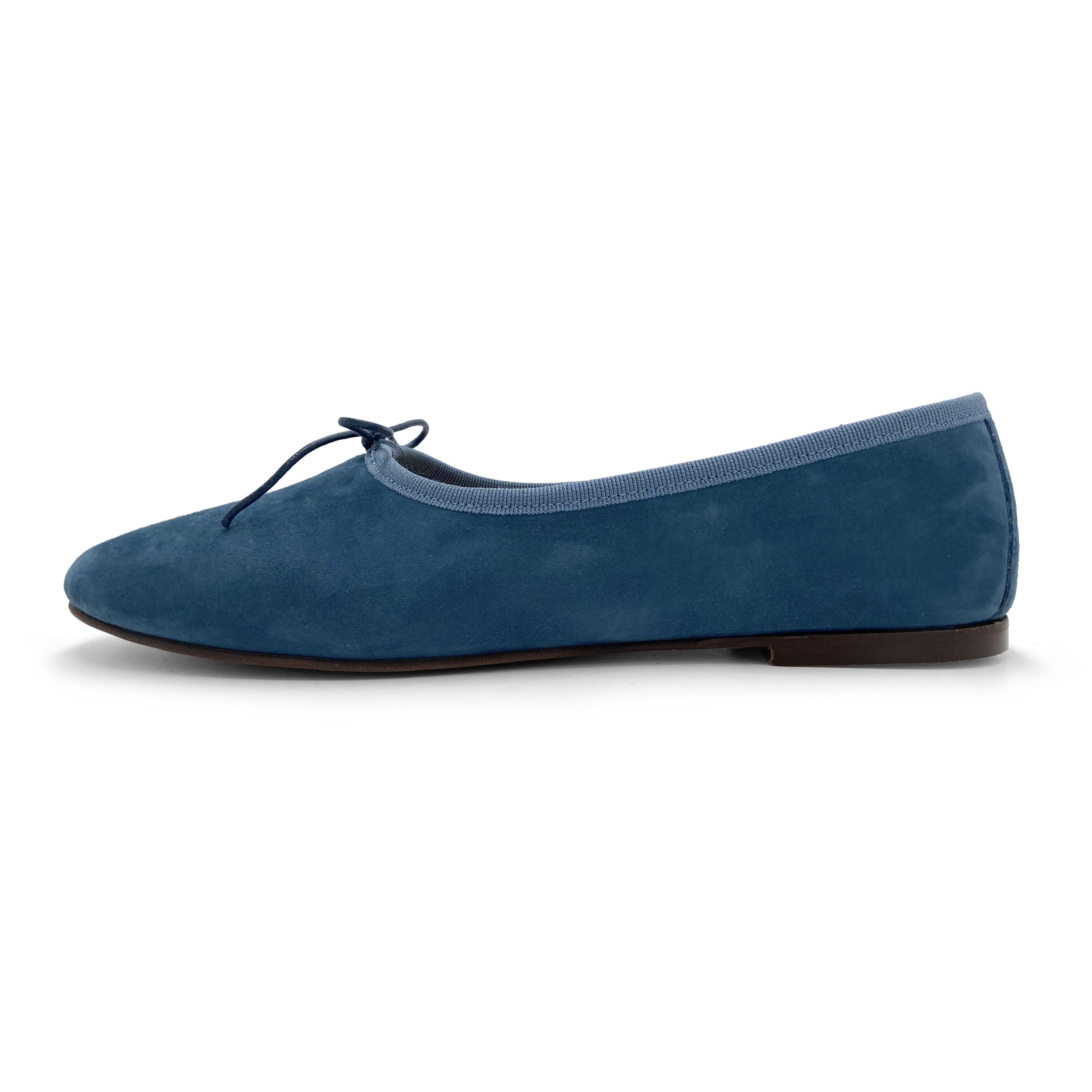 Cerulean blue suede "glove shoes" ballet flats