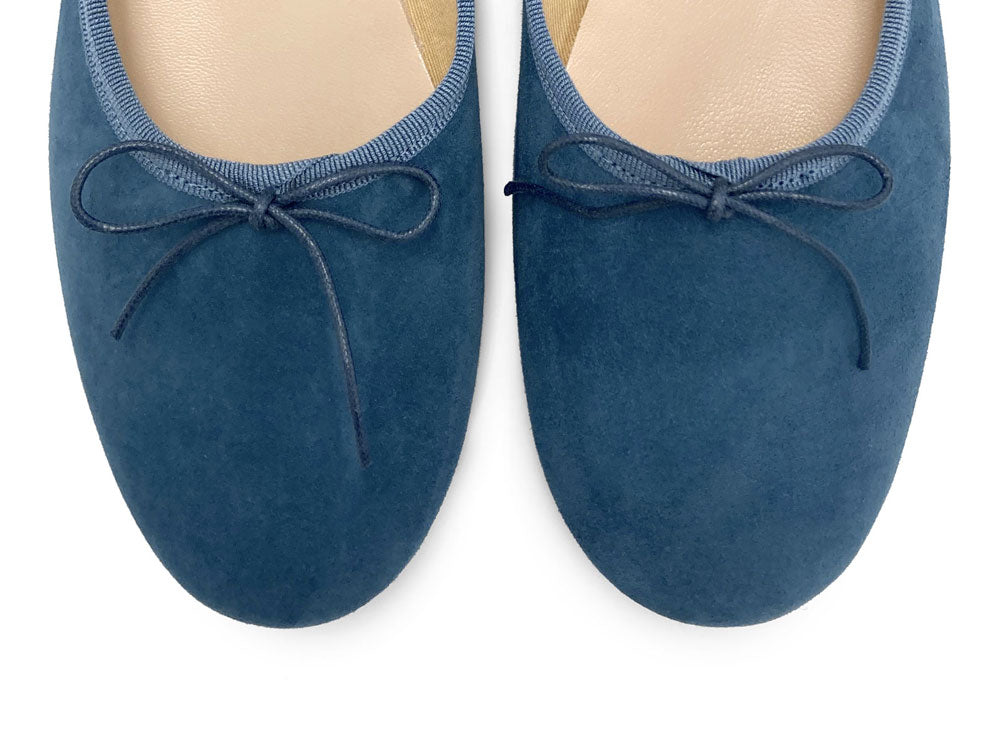 Cerulean blue suede "glove shoes" ballet flats