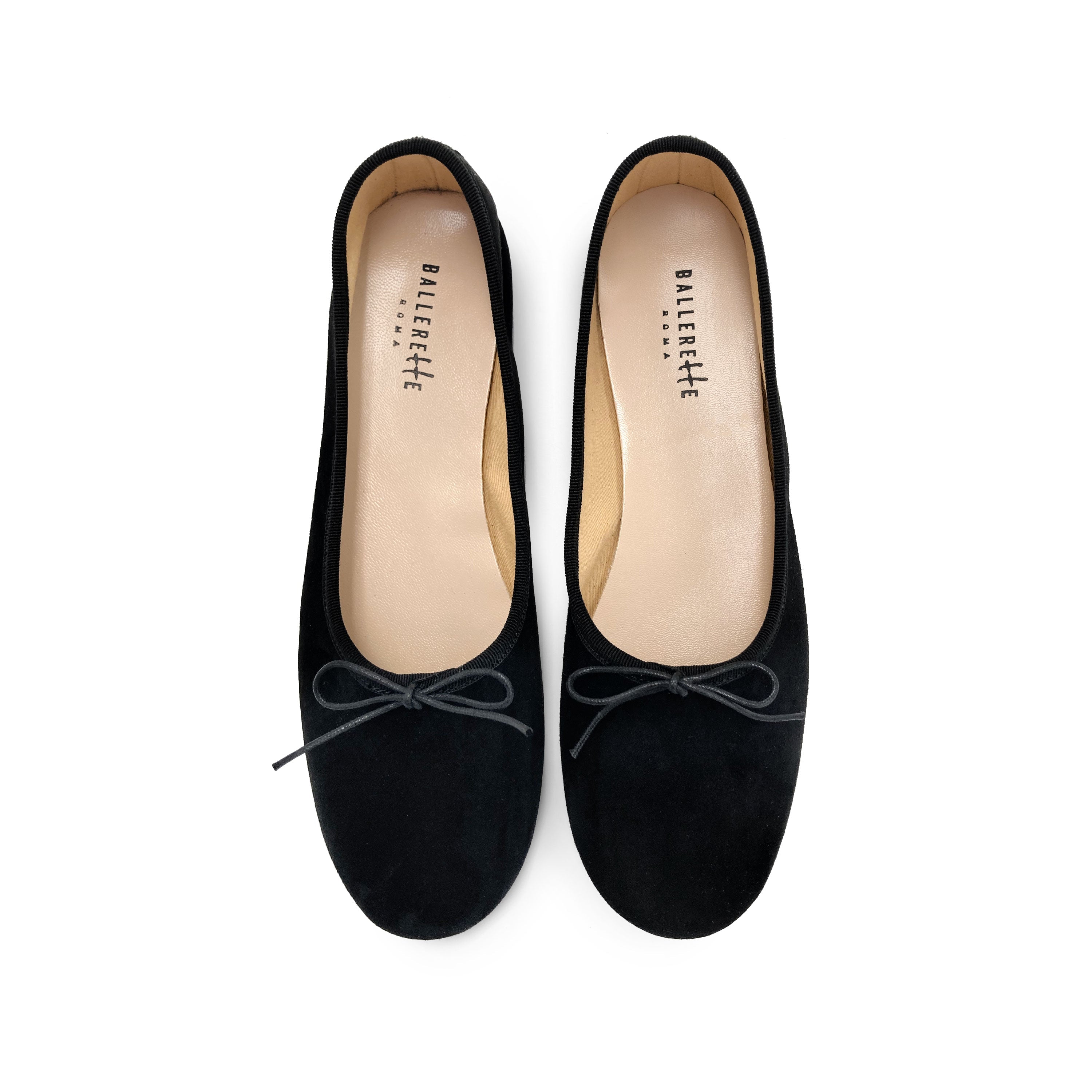 Black suede "glove shoes" ballet flats