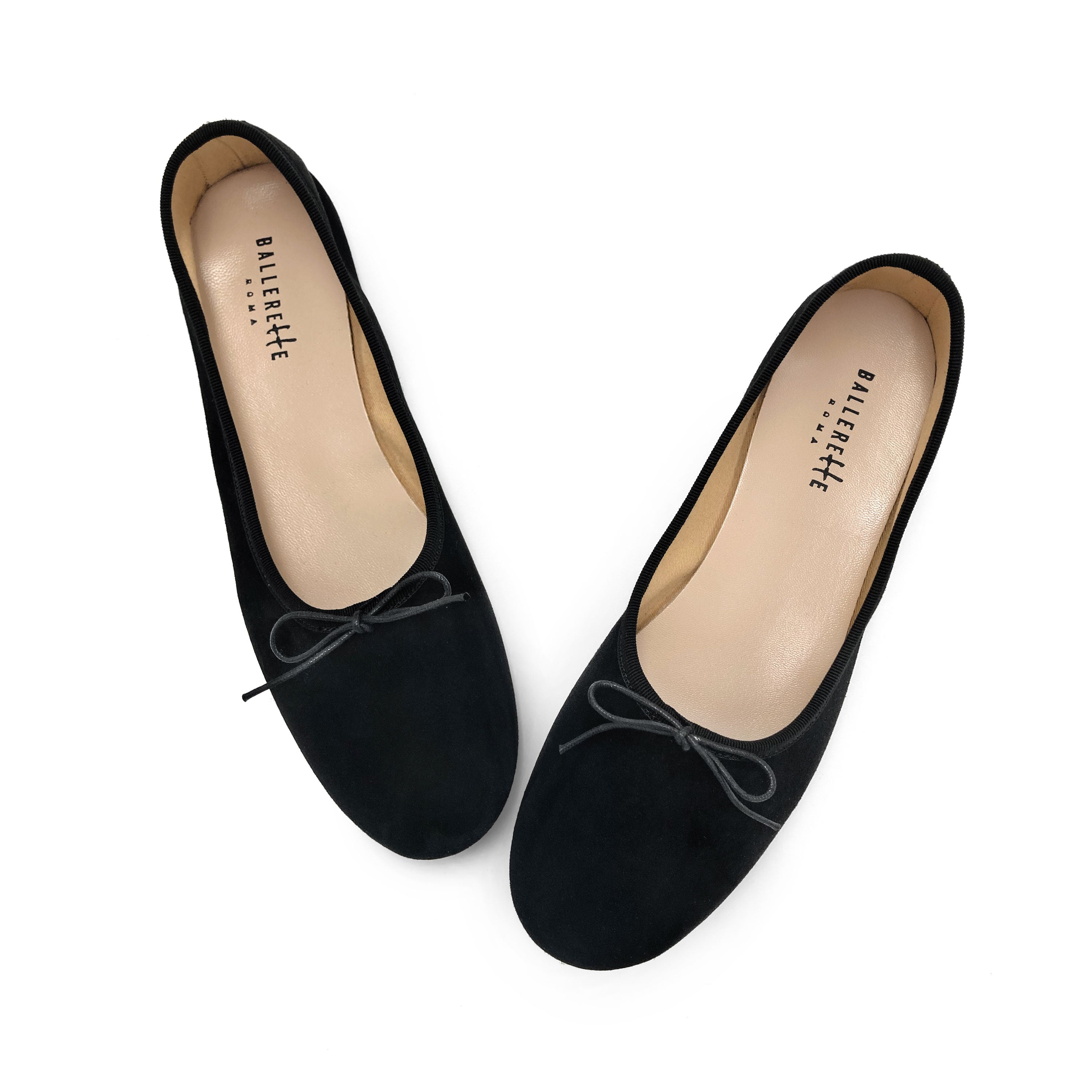 Black suede "glove shoes" ballet flats
