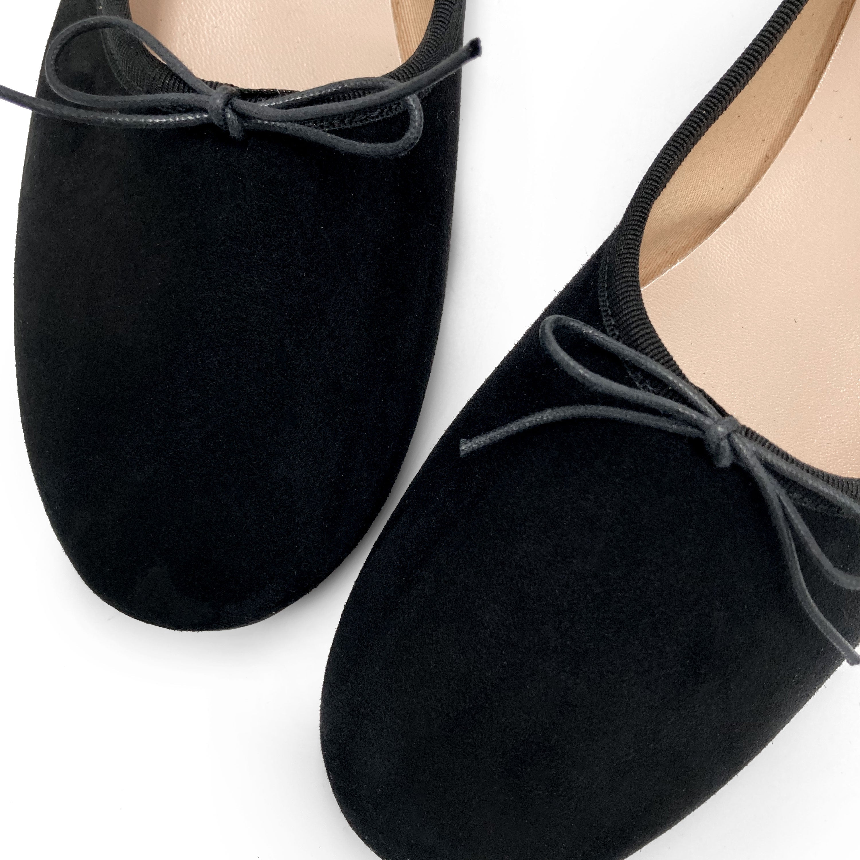 Black suede "glove shoes" ballet flats
