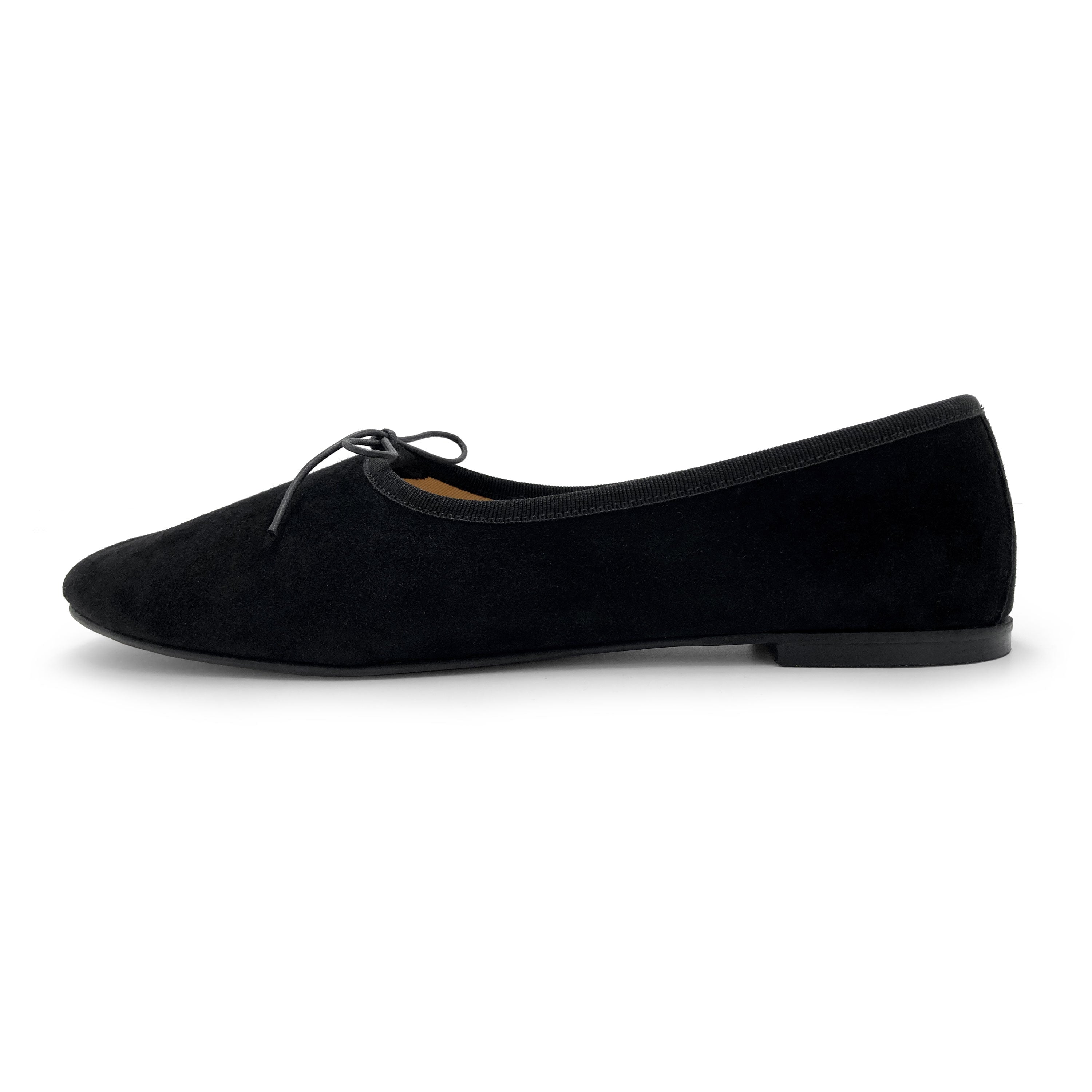 Black suede "glove shoes" ballet flats