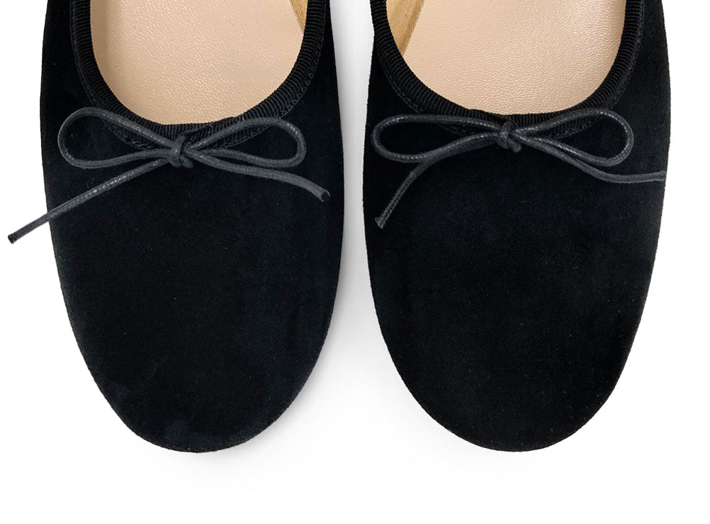 Black suede "glove shoes" ballet flats