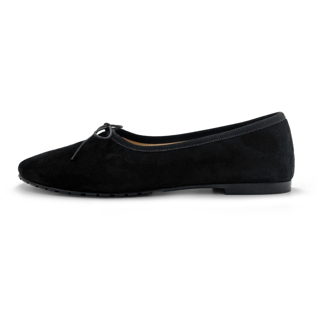 Women's black suede "glove shoes" ballet flats