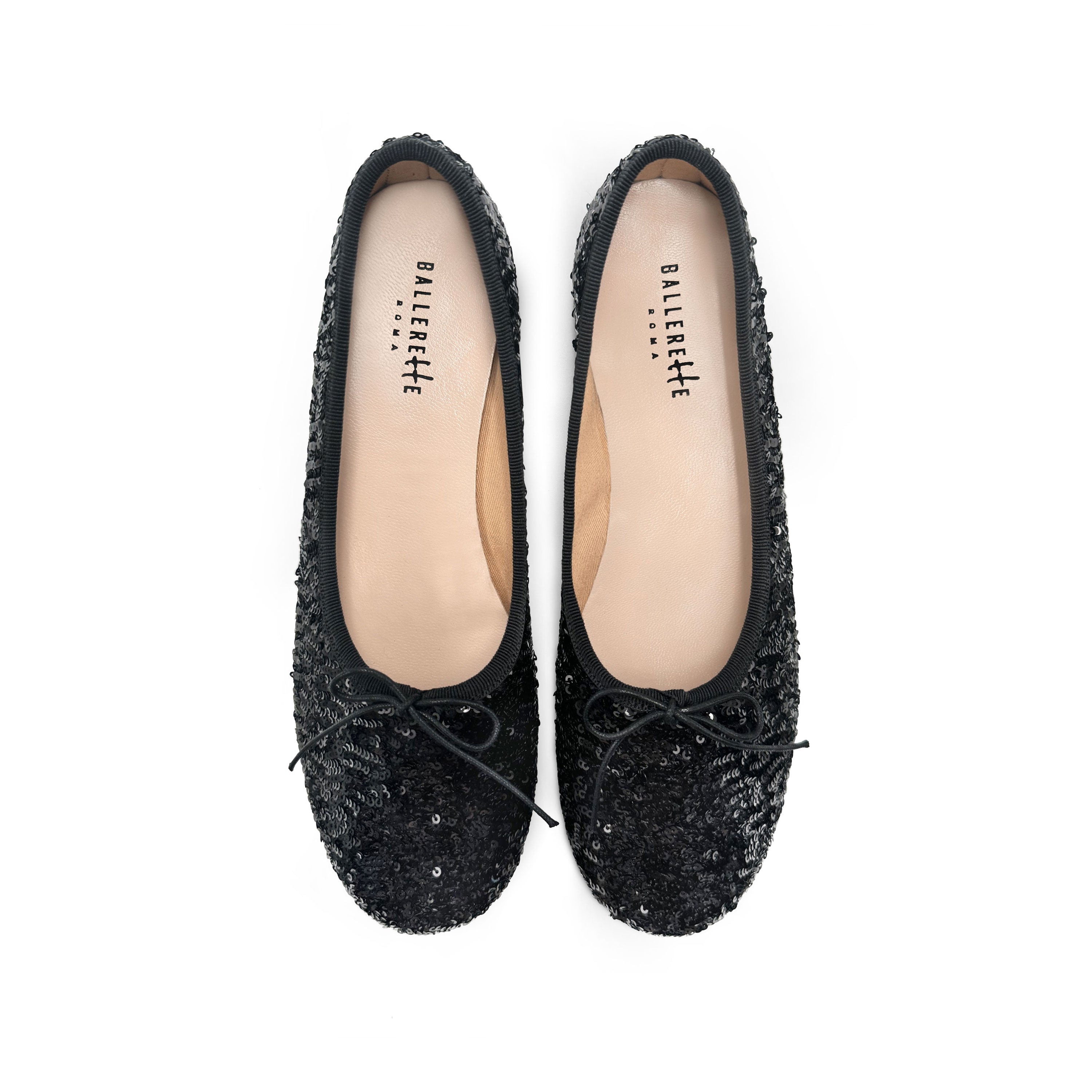 Black sequin high-vamp ballet flats