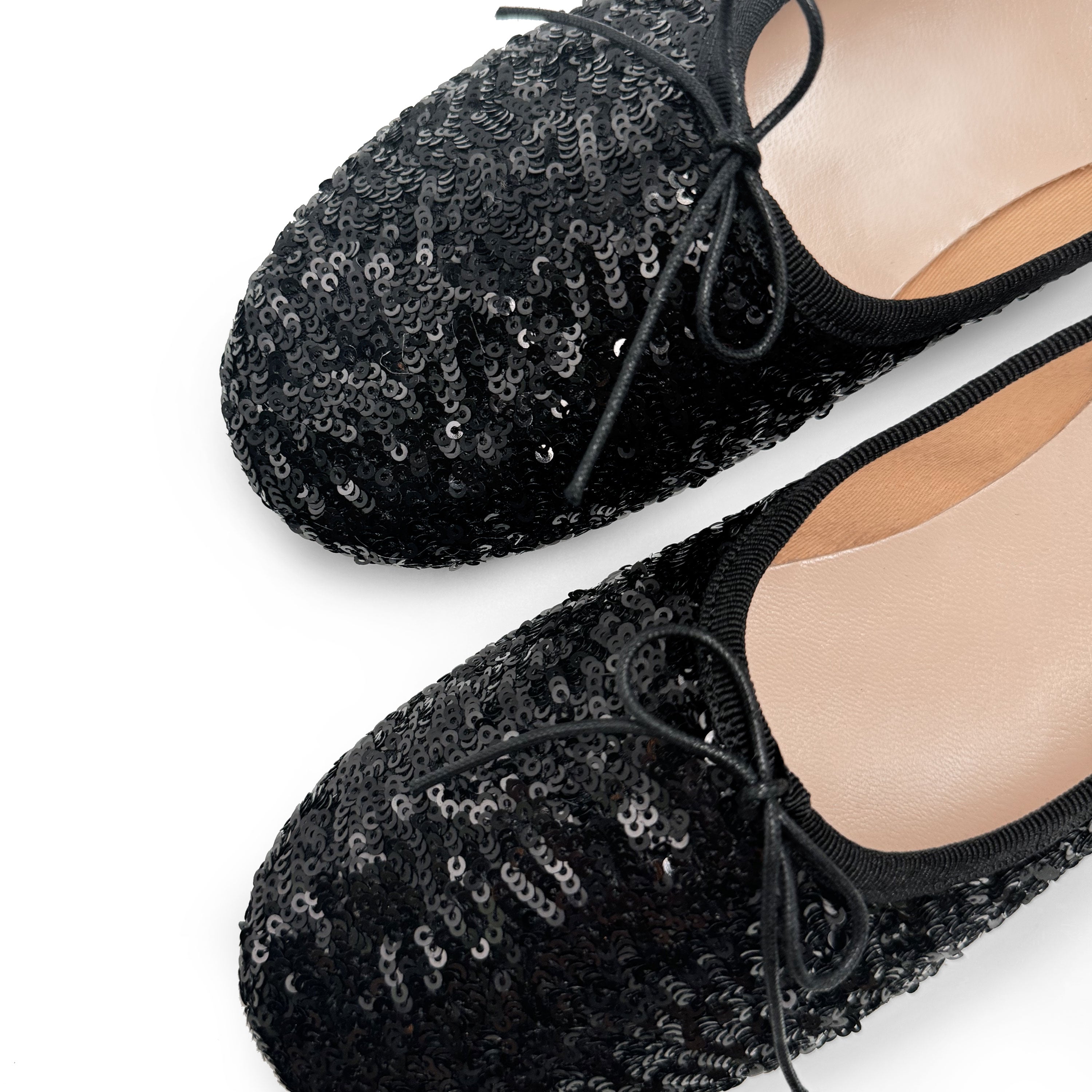 Black sequin high-vamp ballet flats