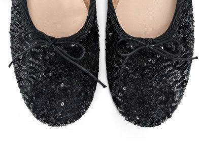 Black sequin high-vamp ballet flats