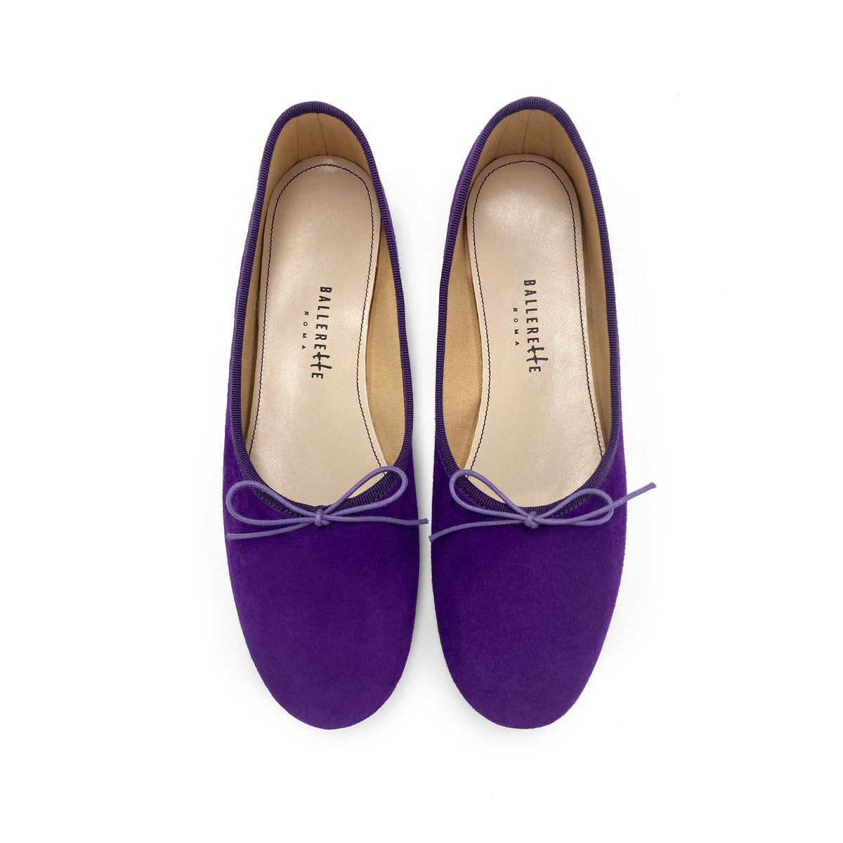 Women's purple suede "glove shoes" ballet flats