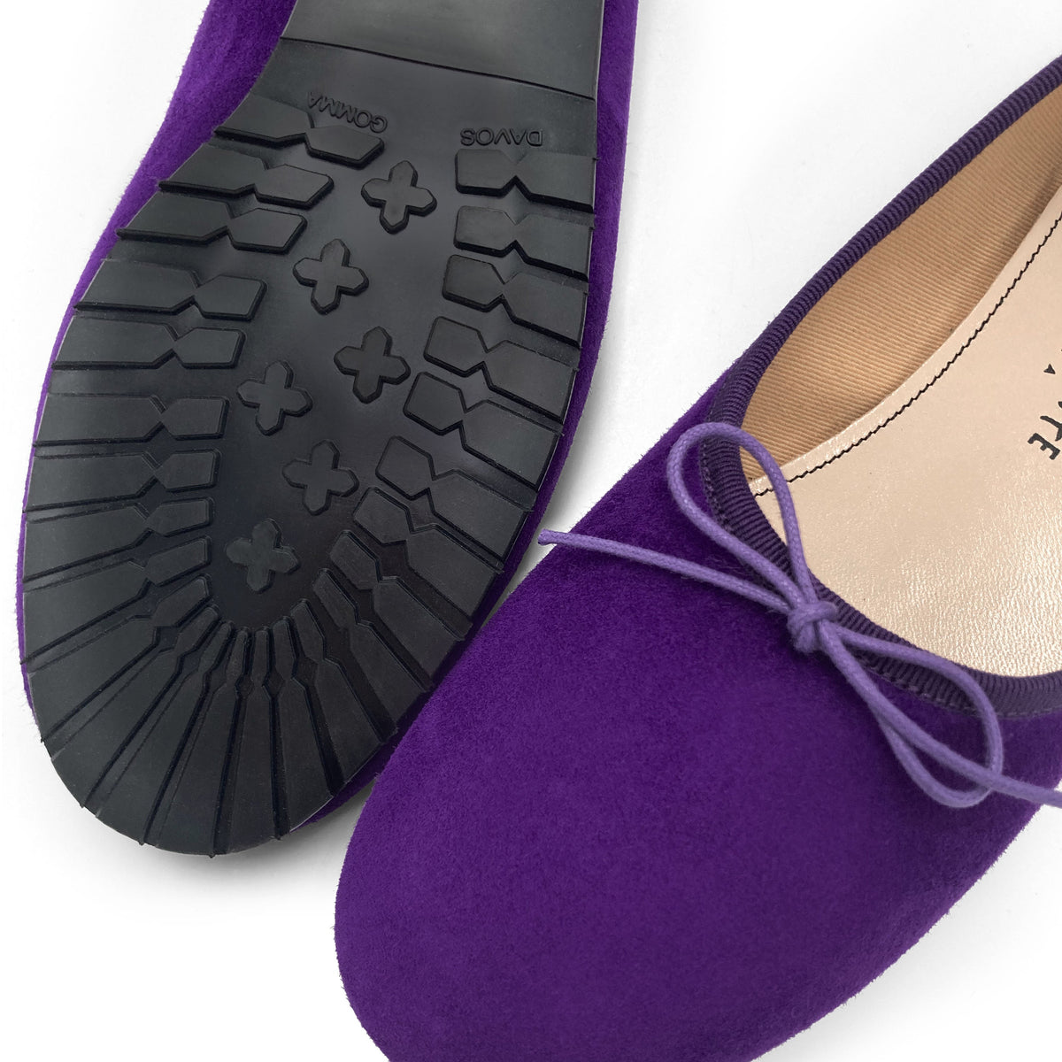 Women's purple suede "glove shoes" ballet flats